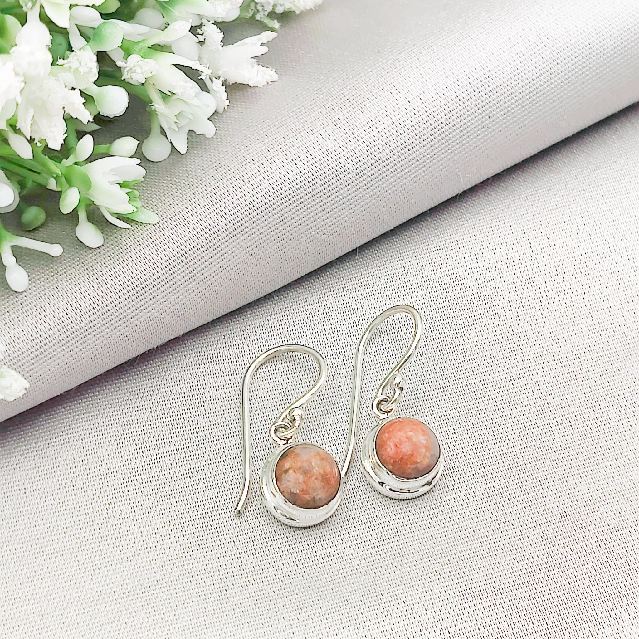 Hepburn and Hughes Lewisian Gneiss Earrings | Scottish Gift | 8mm Circles | Sterling Silver