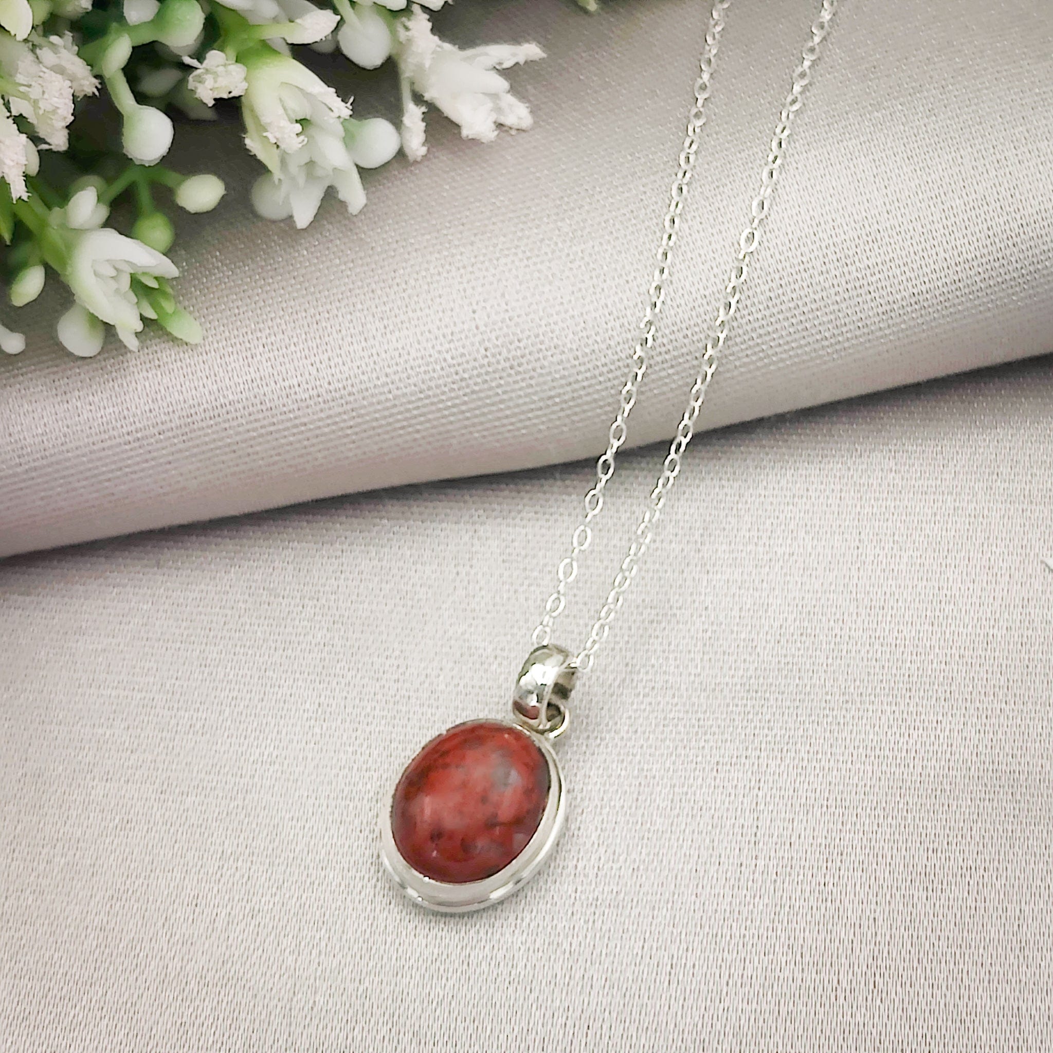 Hepburn and Hughes Lewisian Gneiss Necklace | Geology Gift | 20mm Oval | Sterling Silver