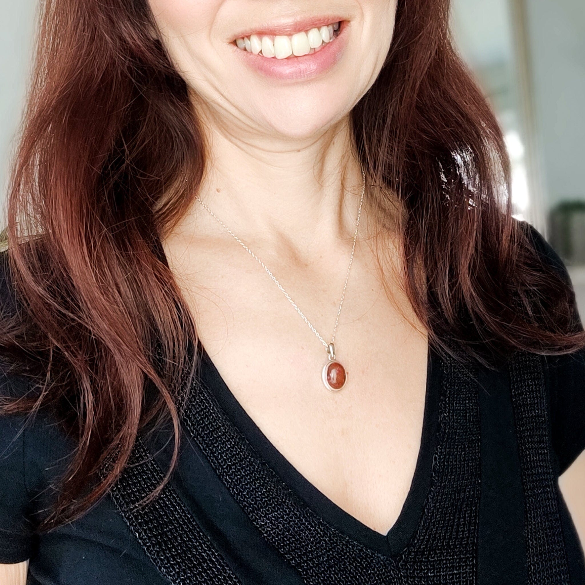 Hepburn and Hughes Lewisian Gneiss Necklace | Geology Gift | 20mm Oval | Sterling Silver