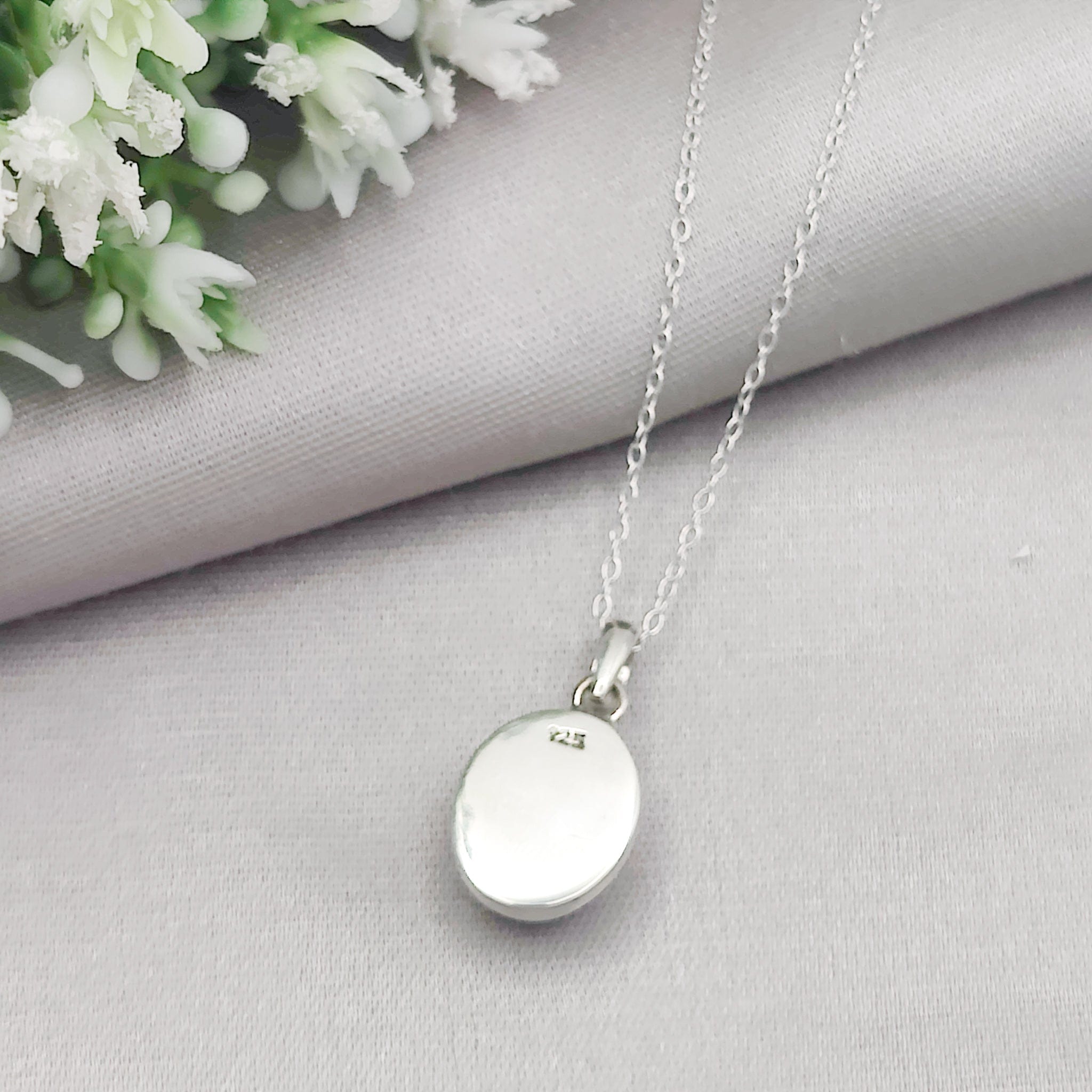 Hepburn and Hughes Lewisian Gneiss Necklace | Geology Gift | 20mm Oval | Sterling Silver