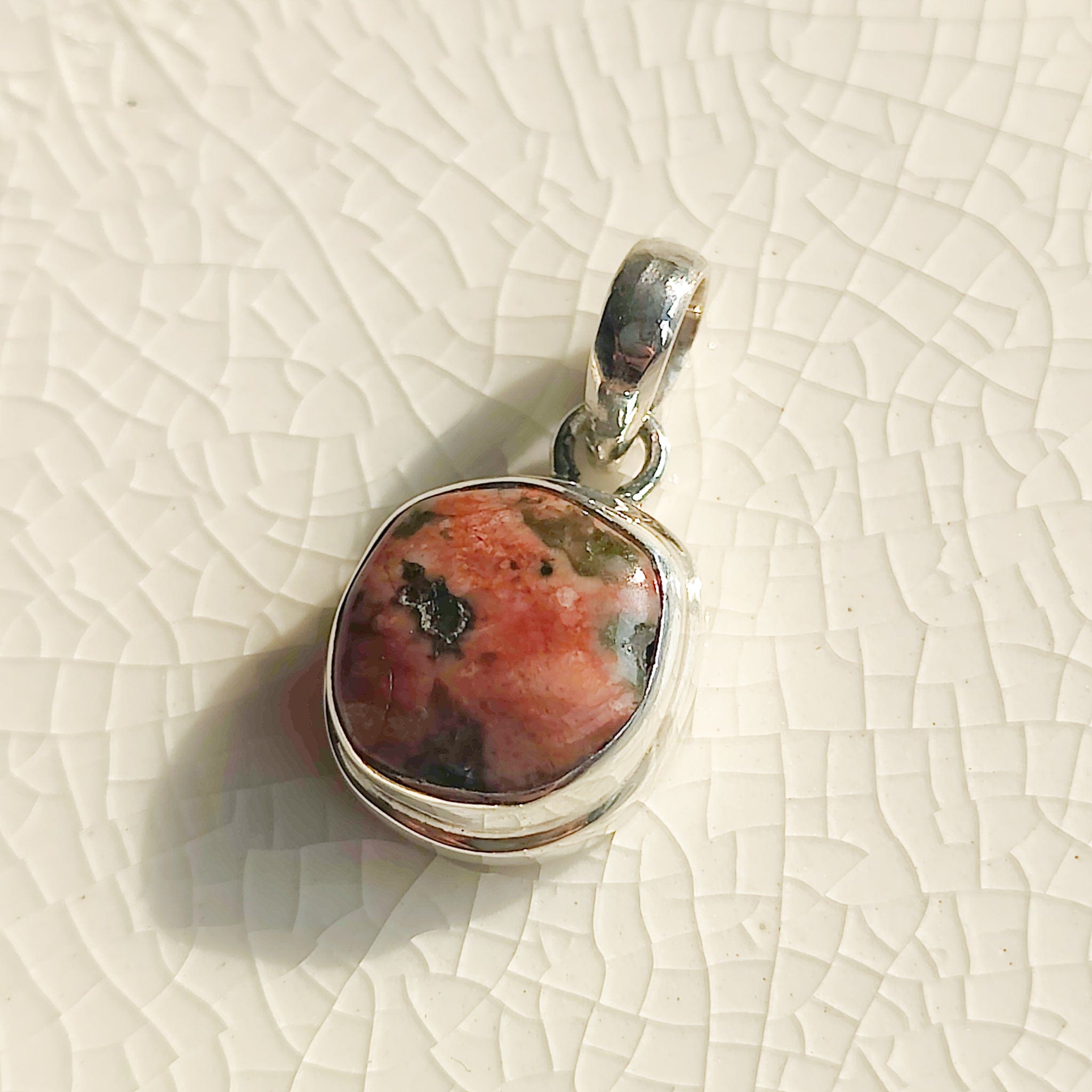 Hepburn and Hughes Lewisian Gneiss Necklace | Scottish Geology Gift | 10mm Circle | Sterling Silver