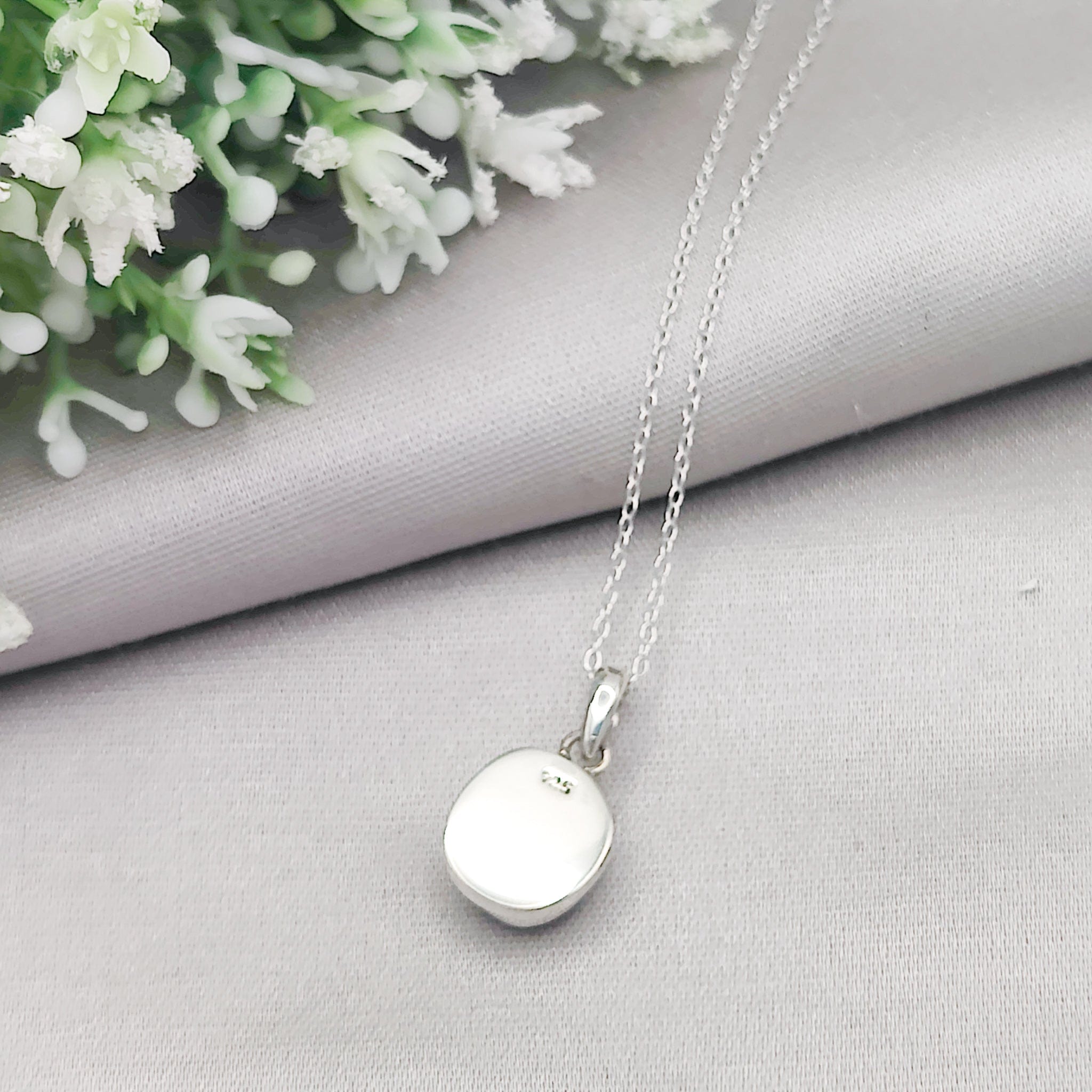 Hepburn and Hughes Lewisian Gneiss Necklace | Scottish Geology Gift | 10mm Circle | Sterling Silver