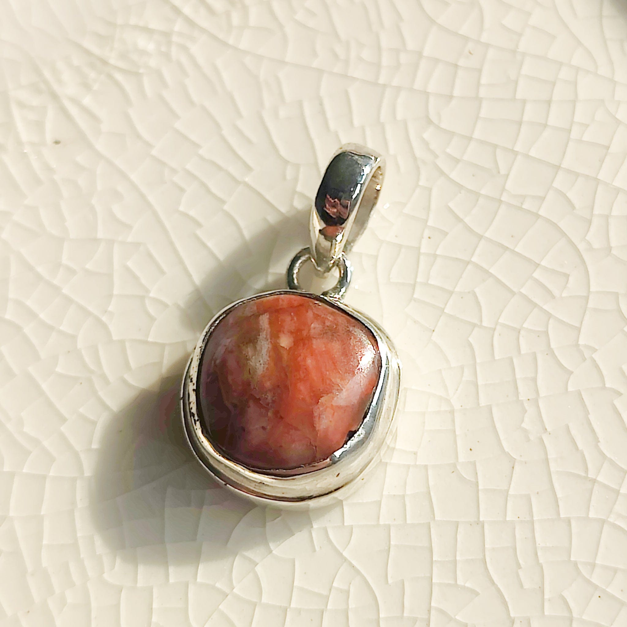 Hepburn and Hughes Lewisian Gneiss Necklace | Scottish Geology Gift | 10mm Circle | Sterling Silver