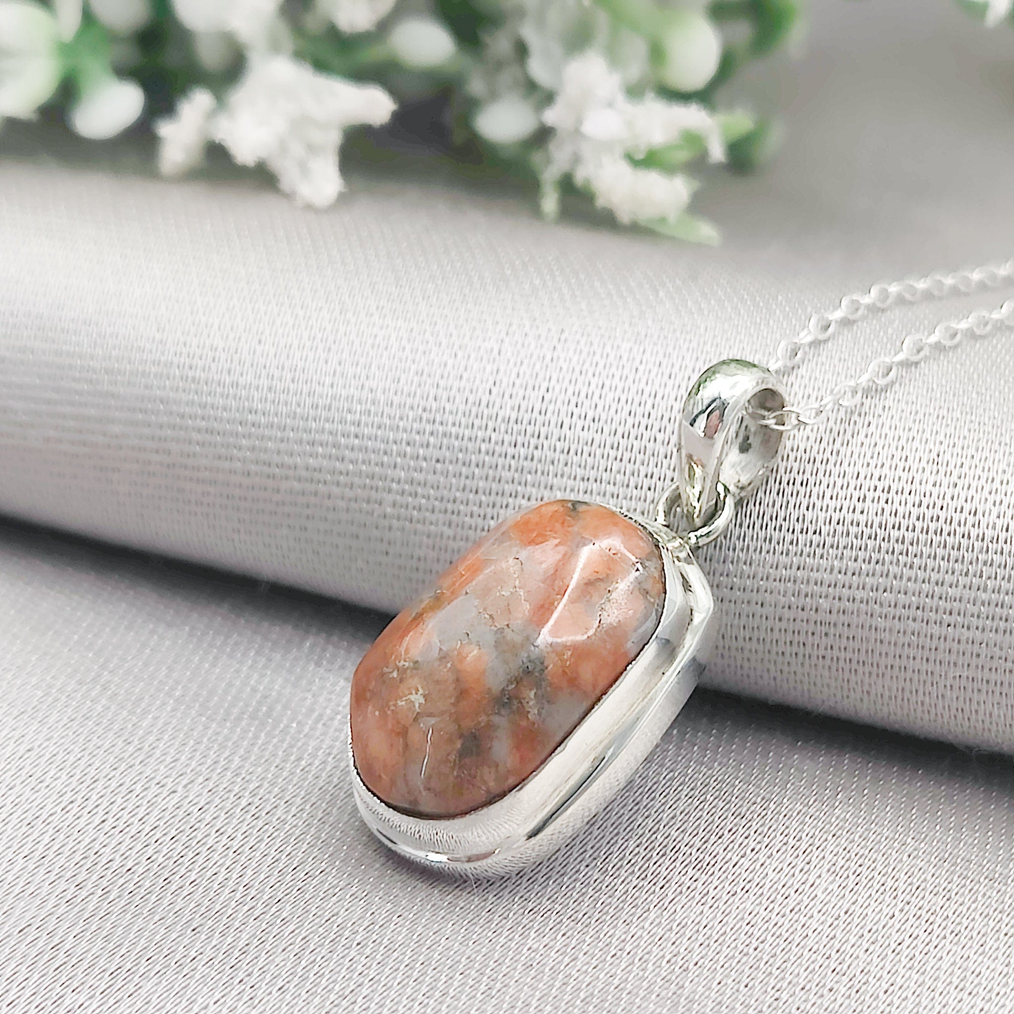 Hepburn and Hughes Lewisian Gneiss Pendant | Geology Gift from Scotland | 18mm Stone | Sterling Silver