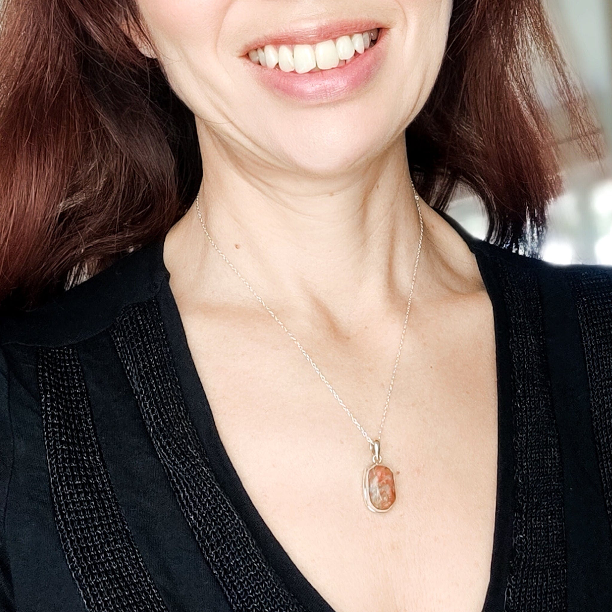 Hepburn and Hughes Lewisian Gneiss Pendant | Geology Gift from Scotland | 18mm Stone | Sterling Silver