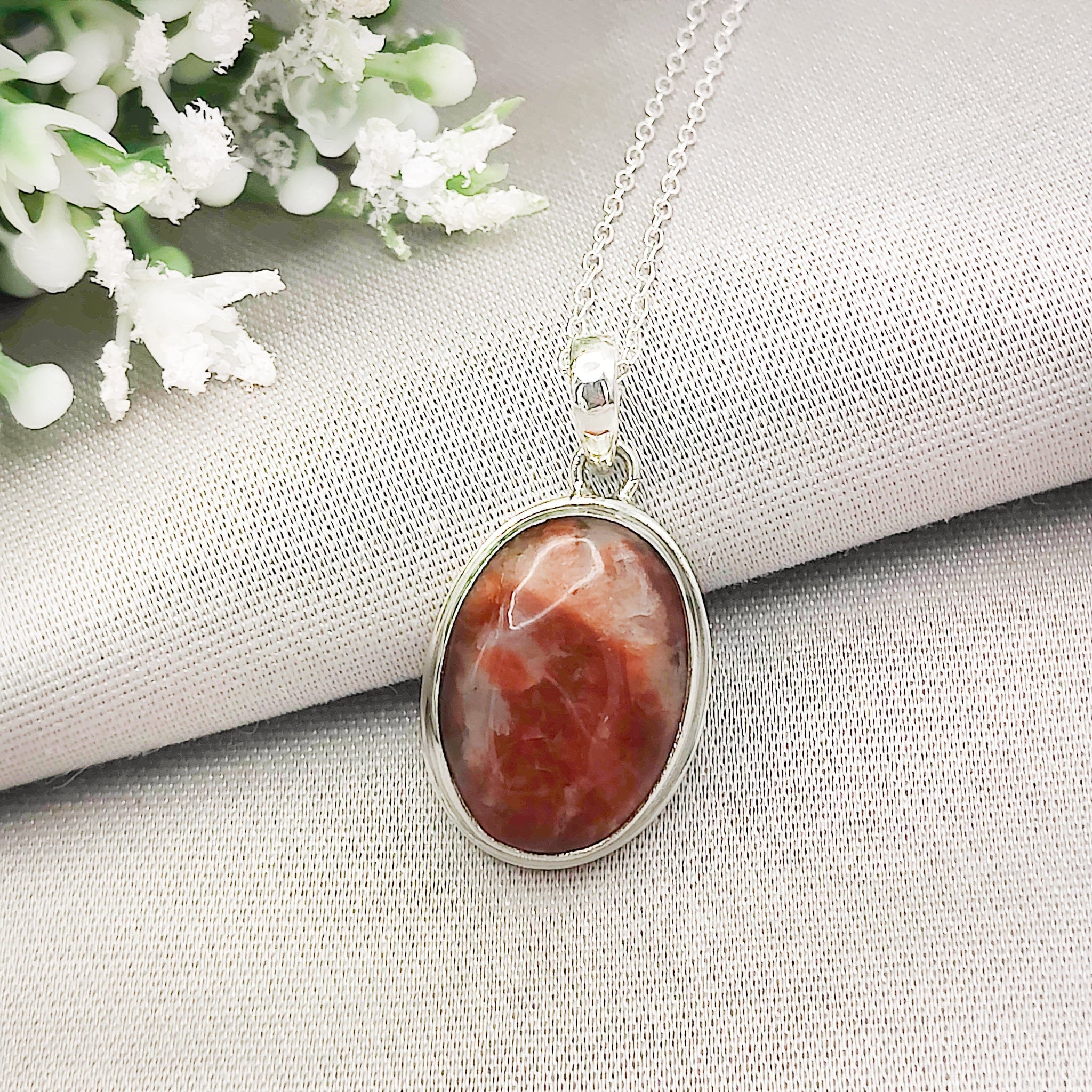 Hepburn and Hughes Lewisian Gneiss Pendant | Scottish Gift | Oval | Sterling Silver