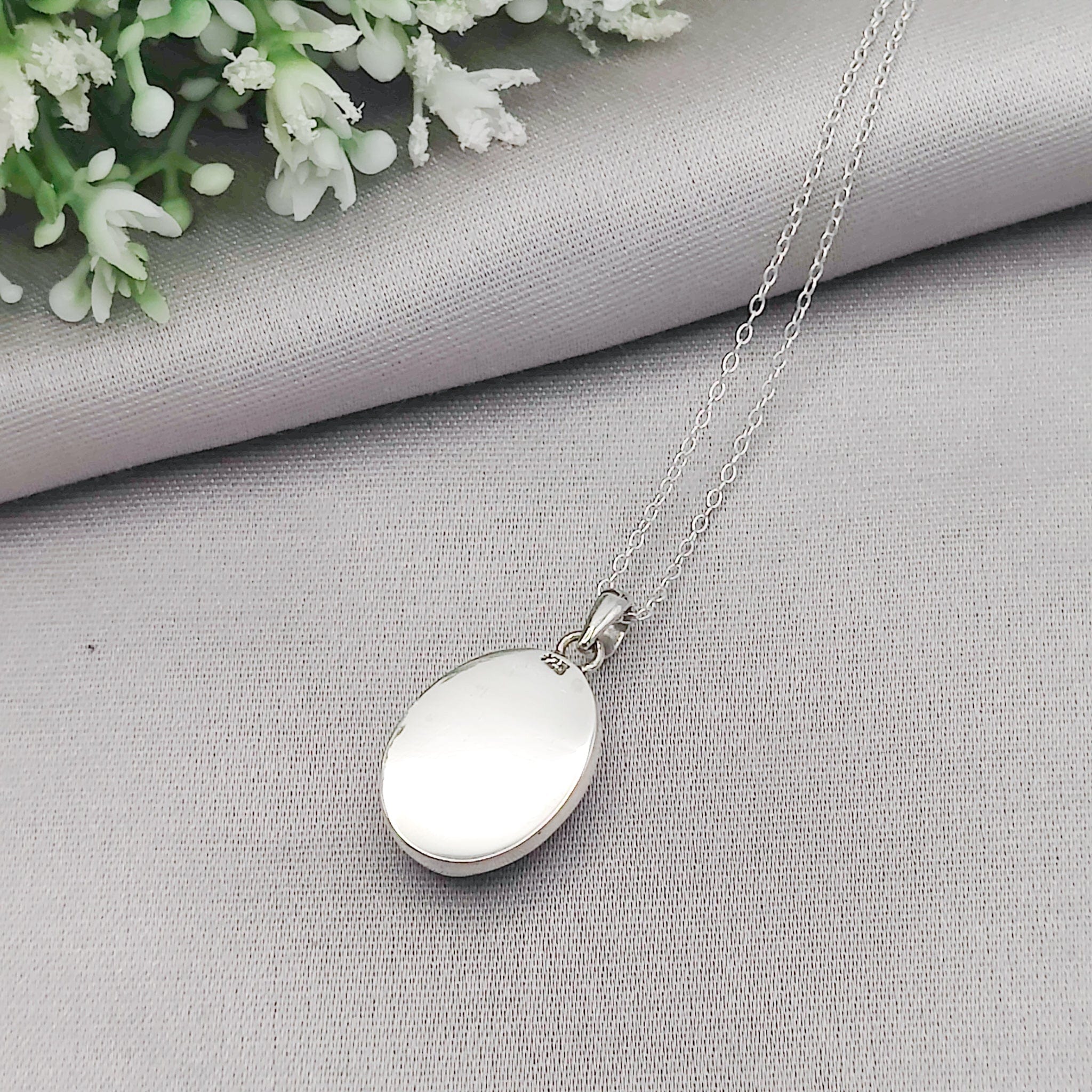 Hepburn and Hughes Lewisian Gneiss Pendant | Scottish Gift | Oval | Sterling Silver