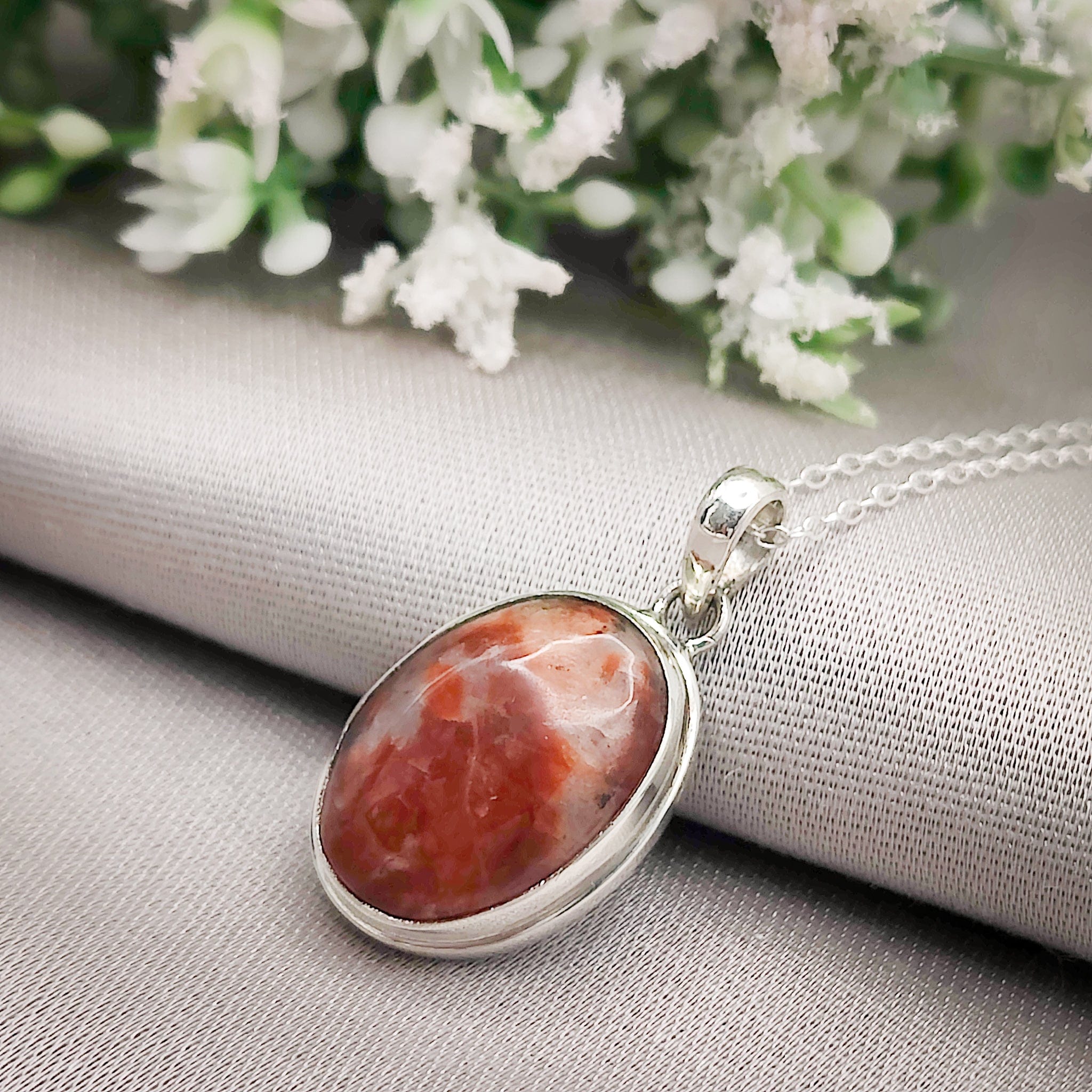 Hepburn and Hughes Lewisian Gneiss Pendant | Scottish Gift | Oval | Sterling Silver