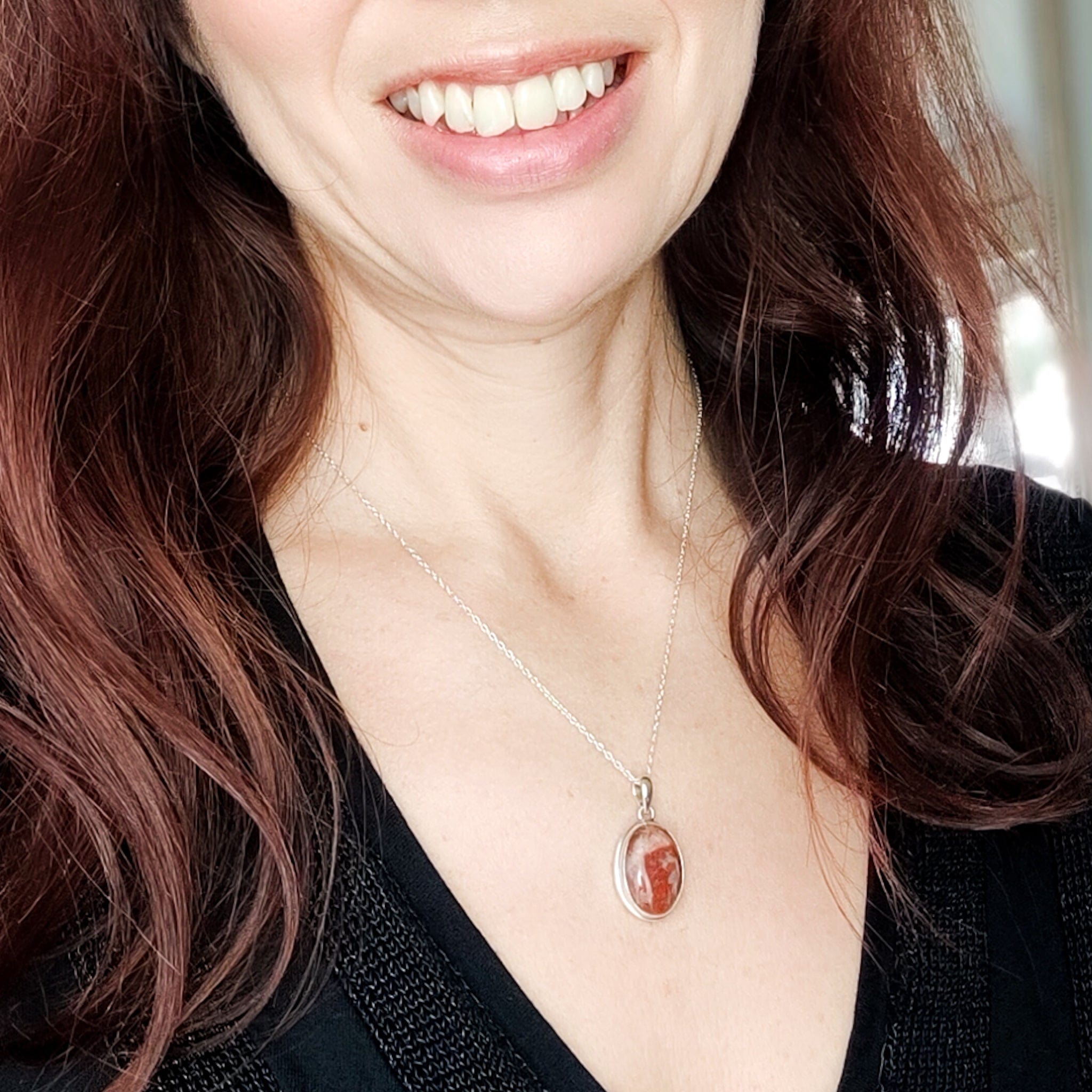 Hepburn and Hughes Lewisian Gneiss Pendant | Scottish Gift | Oval | Sterling Silver