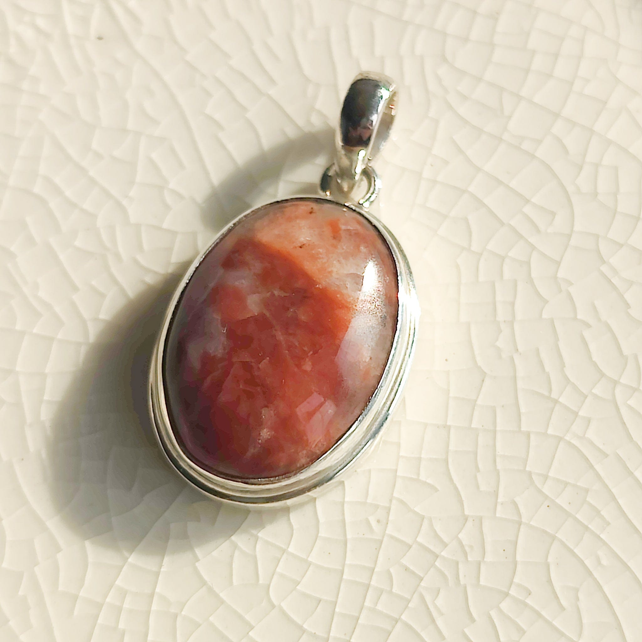 Hepburn and Hughes Lewisian Gneiss Pendant | Scottish Gift | Oval | Sterling Silver