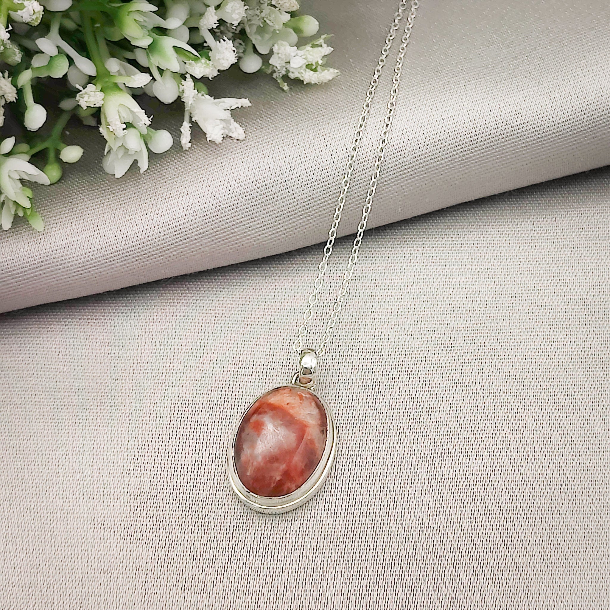 Hepburn and Hughes Lewisian Gneiss Pendant | Scottish Gift | Oval | Sterling Silver