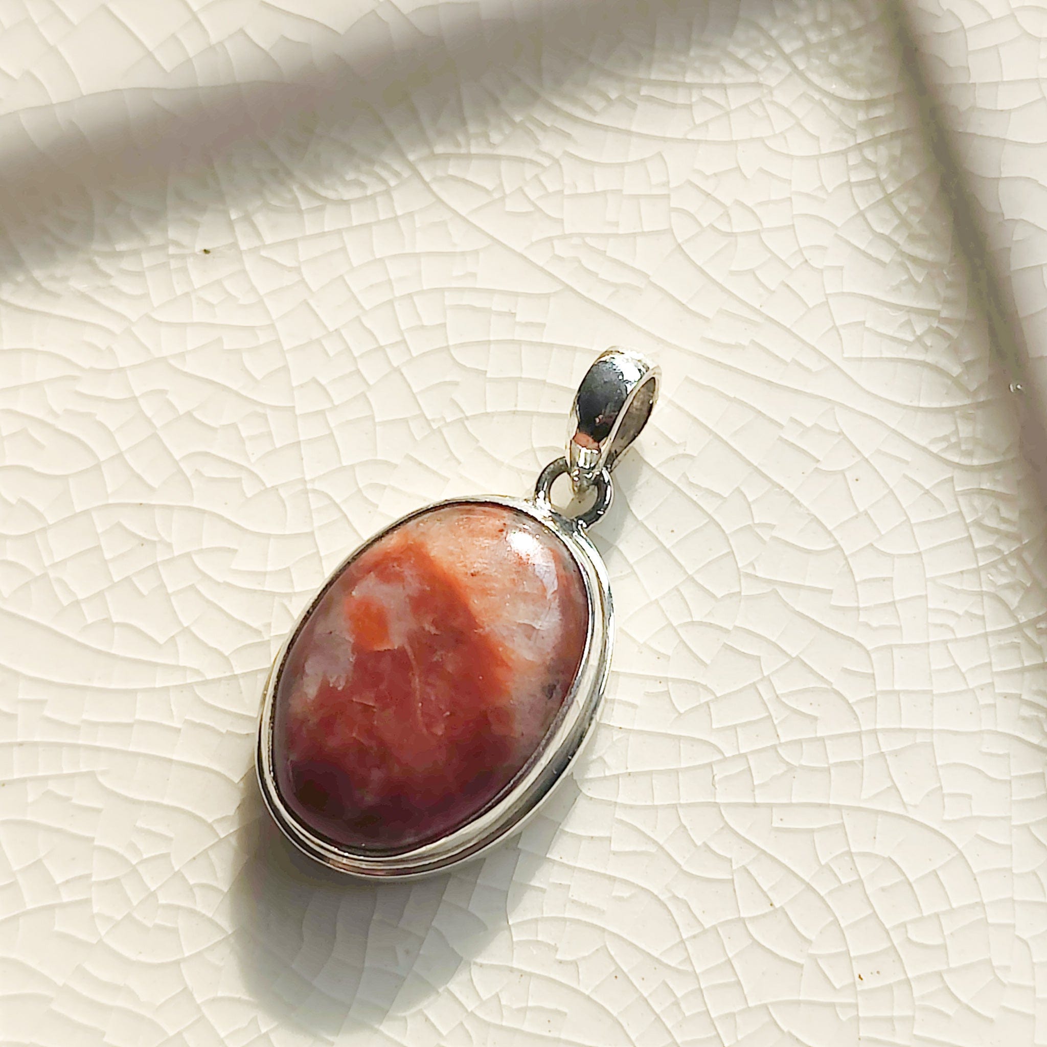 Hepburn and Hughes Lewisian Gneiss Pendant | Scottish Gift | Oval | Sterling Silver