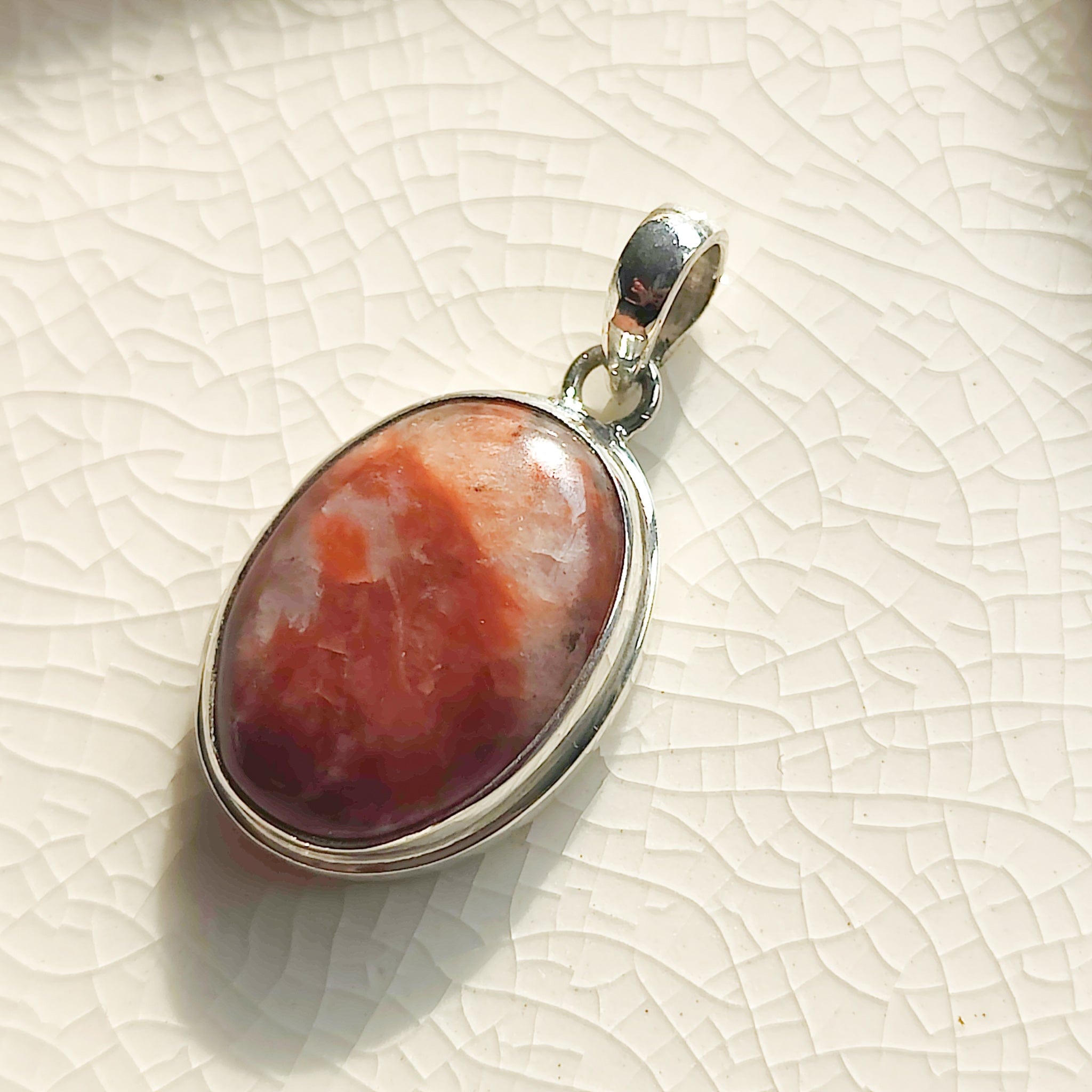 Hepburn and Hughes Lewisian Gneiss Pendant | Scottish Gift | Oval | Sterling Silver