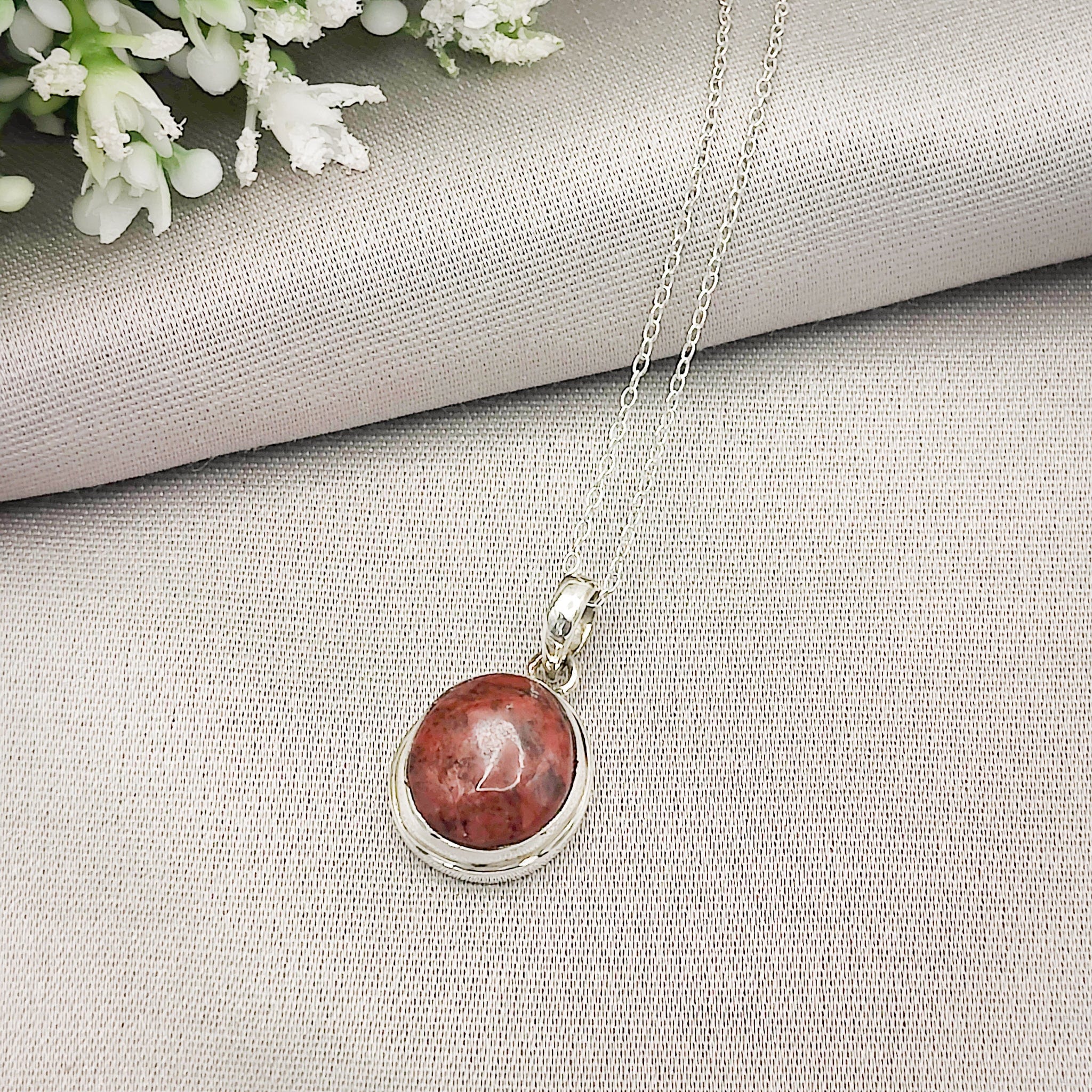 Hepburn and Hughes Lewisian Gneiss Stone Pendant | Geology Gift | 12mm | Sterling Silver