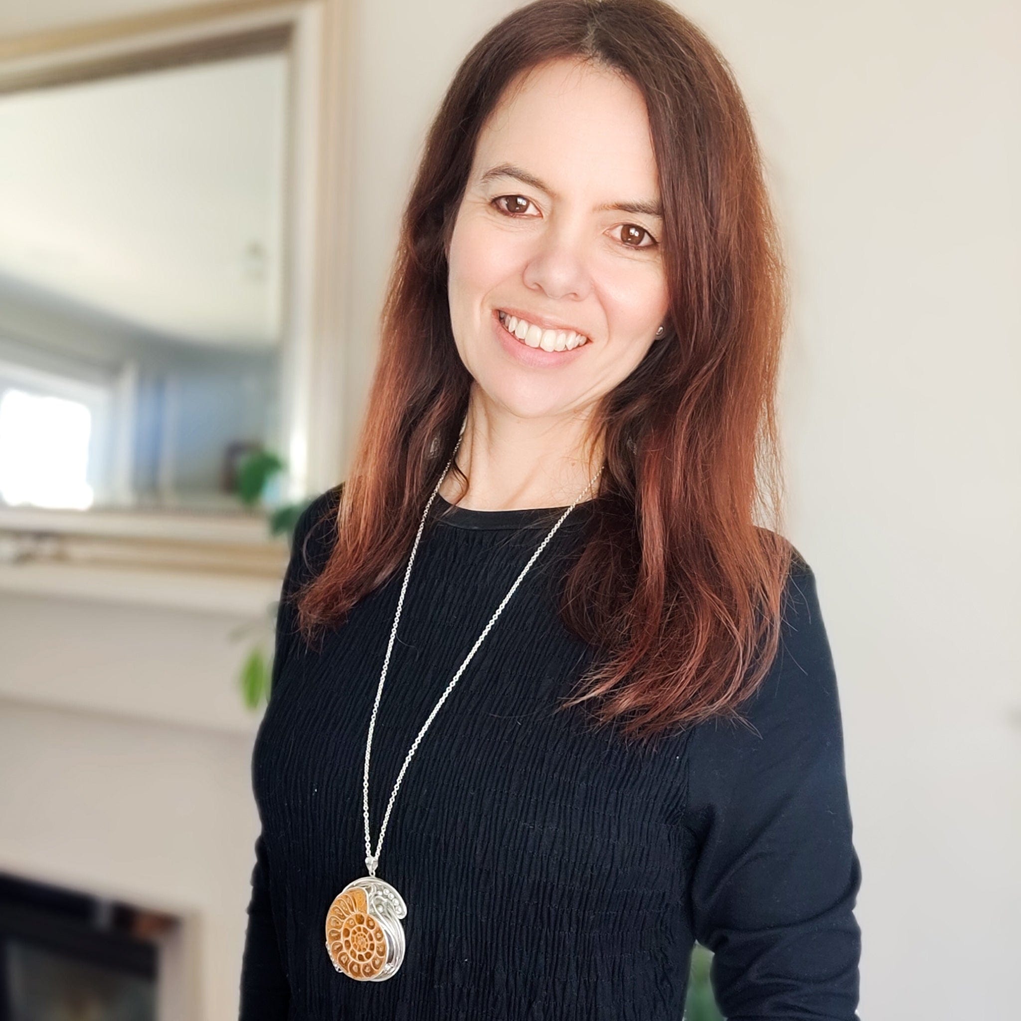 Hepburn and Hughes Madagascan Ammonite Pendant | 60mm Fossil | Ornate Setting | Sterling Silver