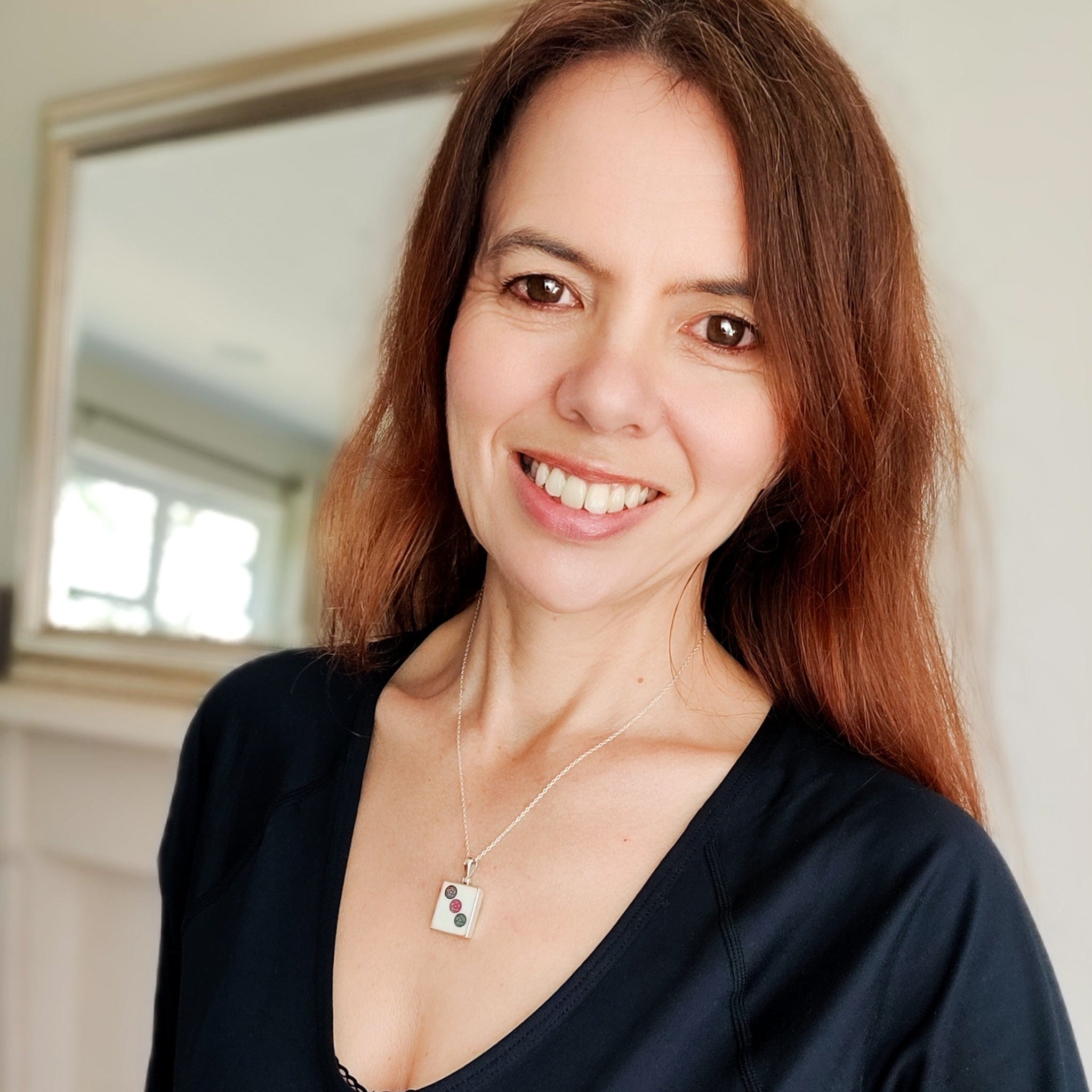 Hepburn and Hughes Mahjong Pendant | Dots Tiles with Numbers | Sterling Silver