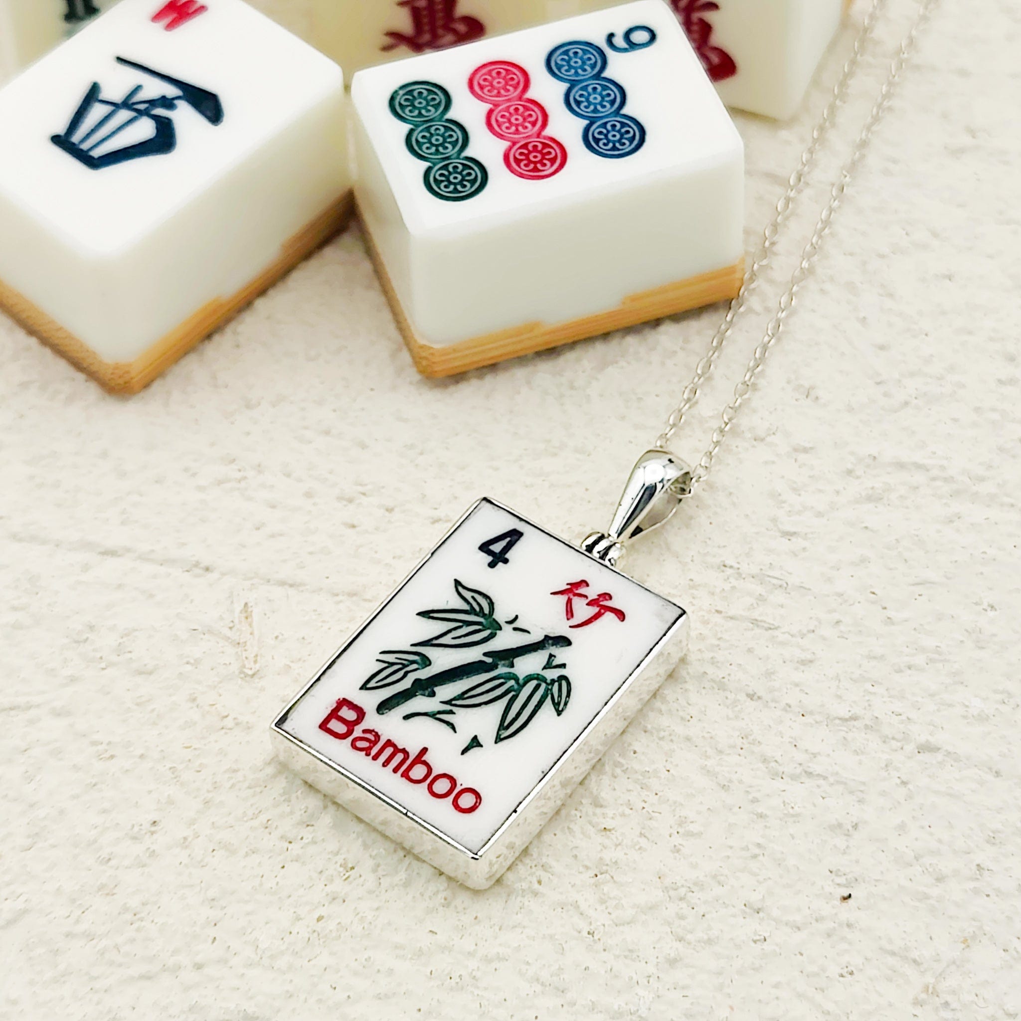 Hepburn and Hughes Mahjong Pendant | Flowers Tiles | Sterling Silver (Copy)