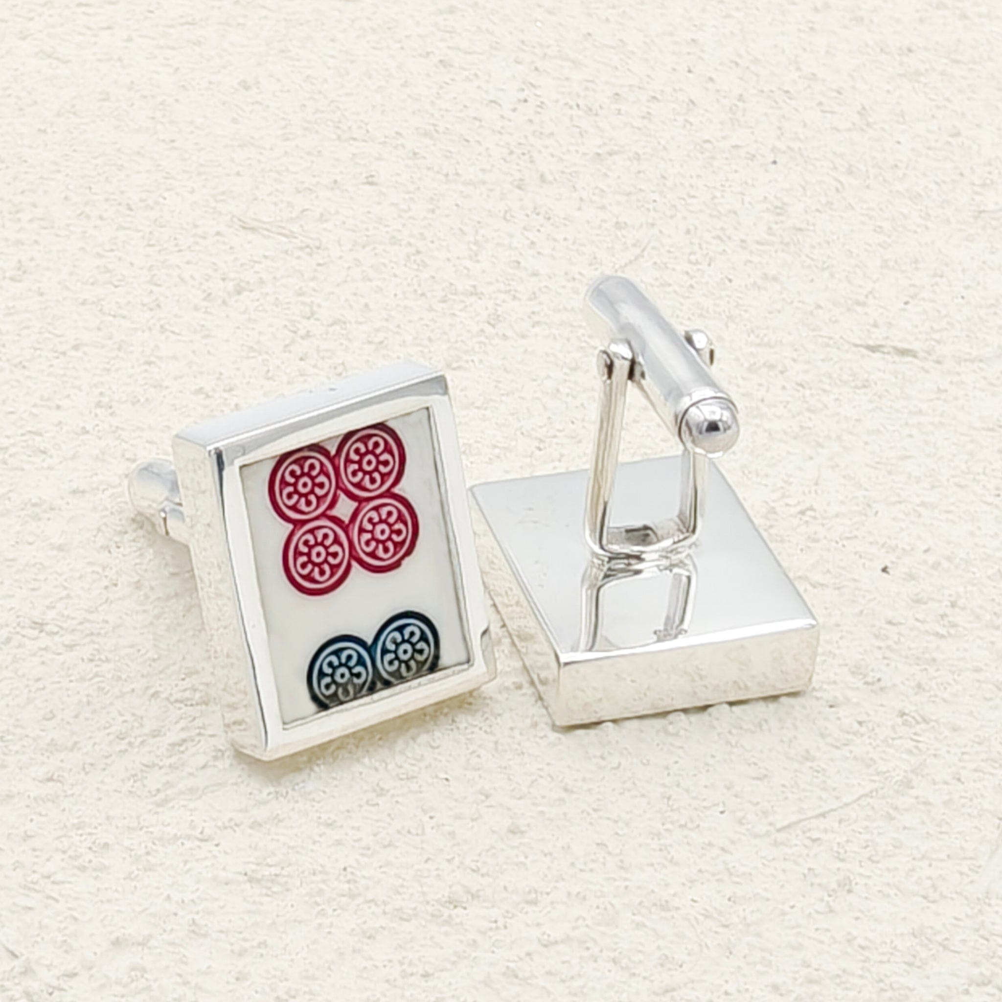 Hepburn and Hughes Mahjong Rectangular Cufflinks | Chinese Game Gift | 18mm in Sterling Silver