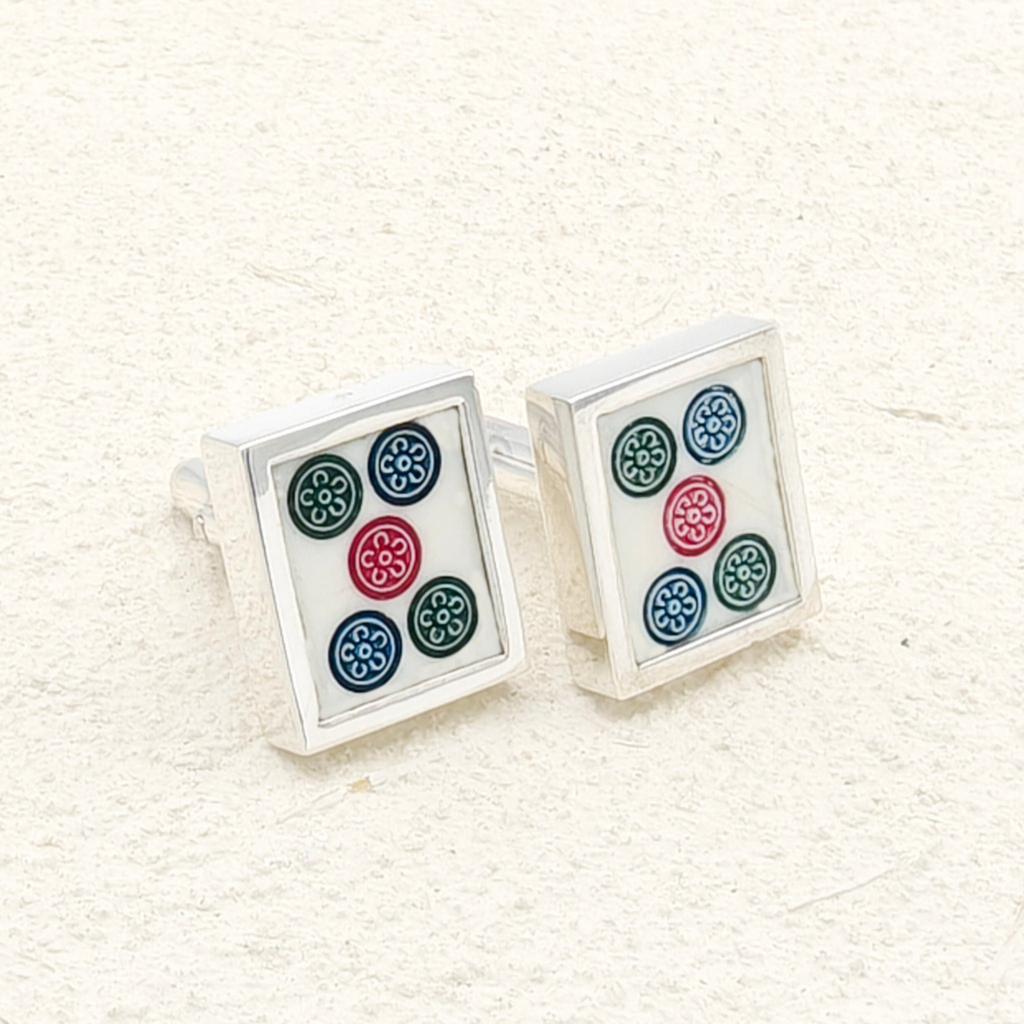 Hepburn and Hughes Mahjong Rectangular Cufflinks | Chinese Game Gift | 18mm in Sterling Silver