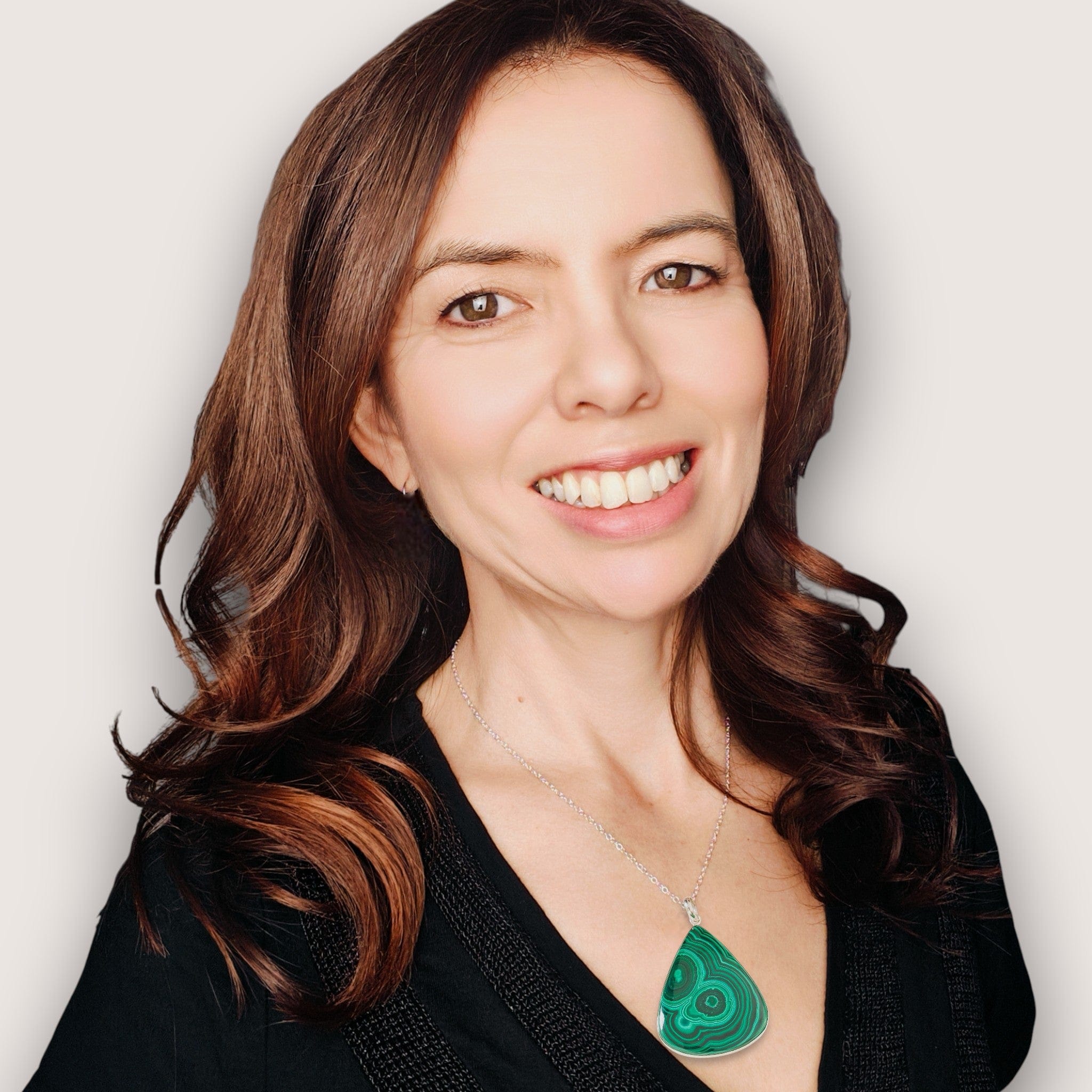 Hepburn and Hughes Malachite Gemstone Pendant in sterling Silver | 55mm teardrop | Taurus Gift