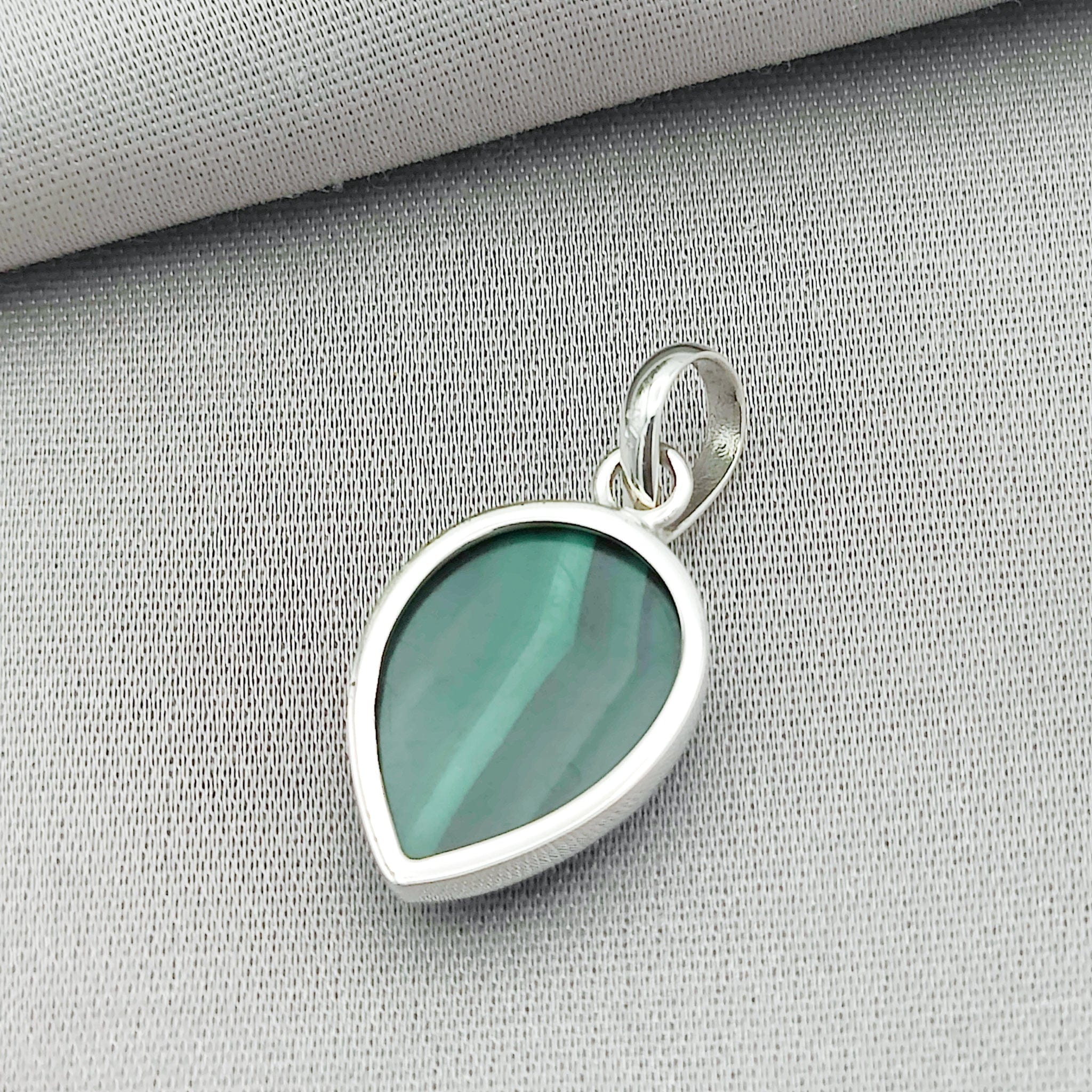 Hepburn and Hughes Malachite Pendant | 20mm teardrop | 13th anniversary | Sterling Silver