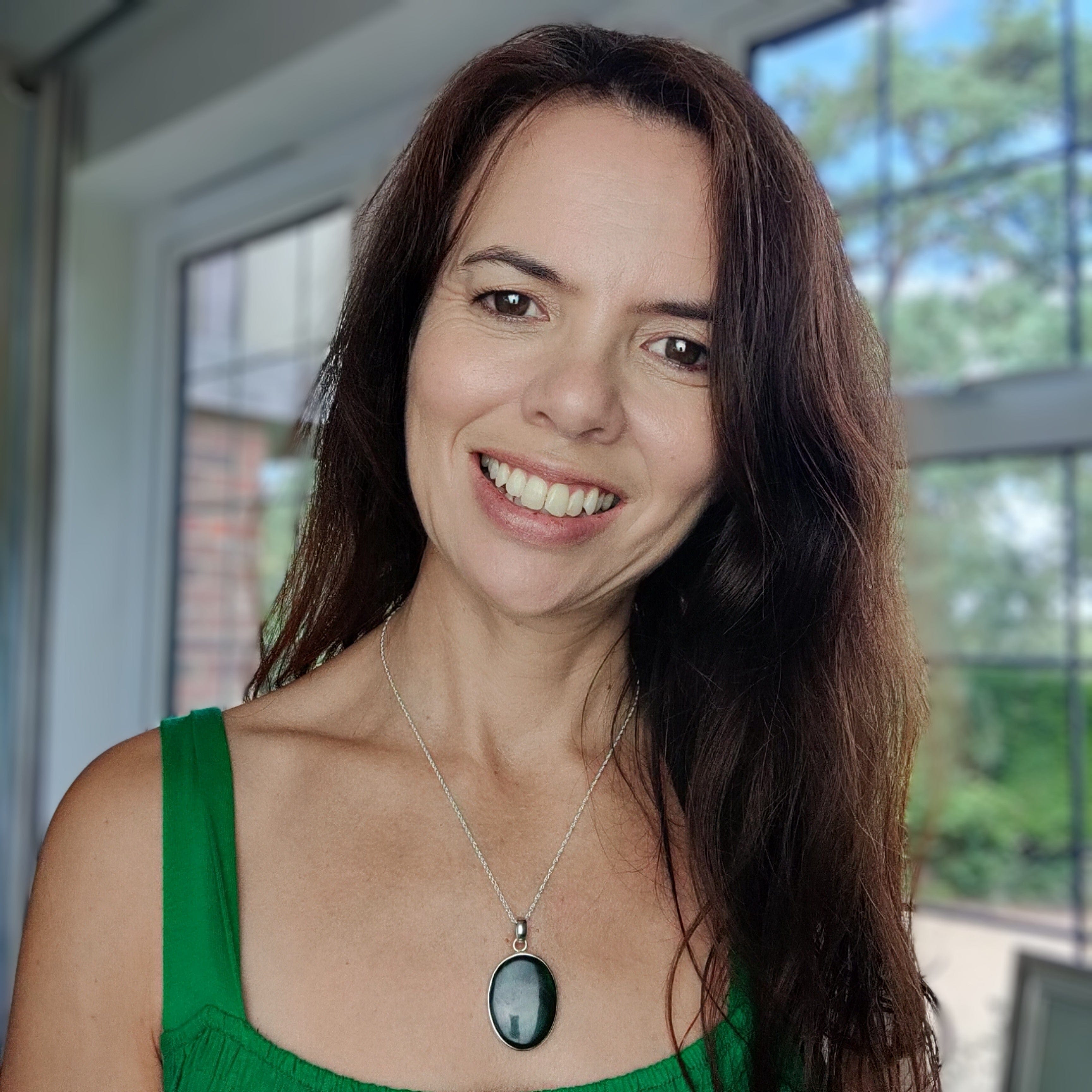 Hepburn and Hughes Malachite Pendant | 30mm Oval | 13th wedding anniversary | Sterling Silver