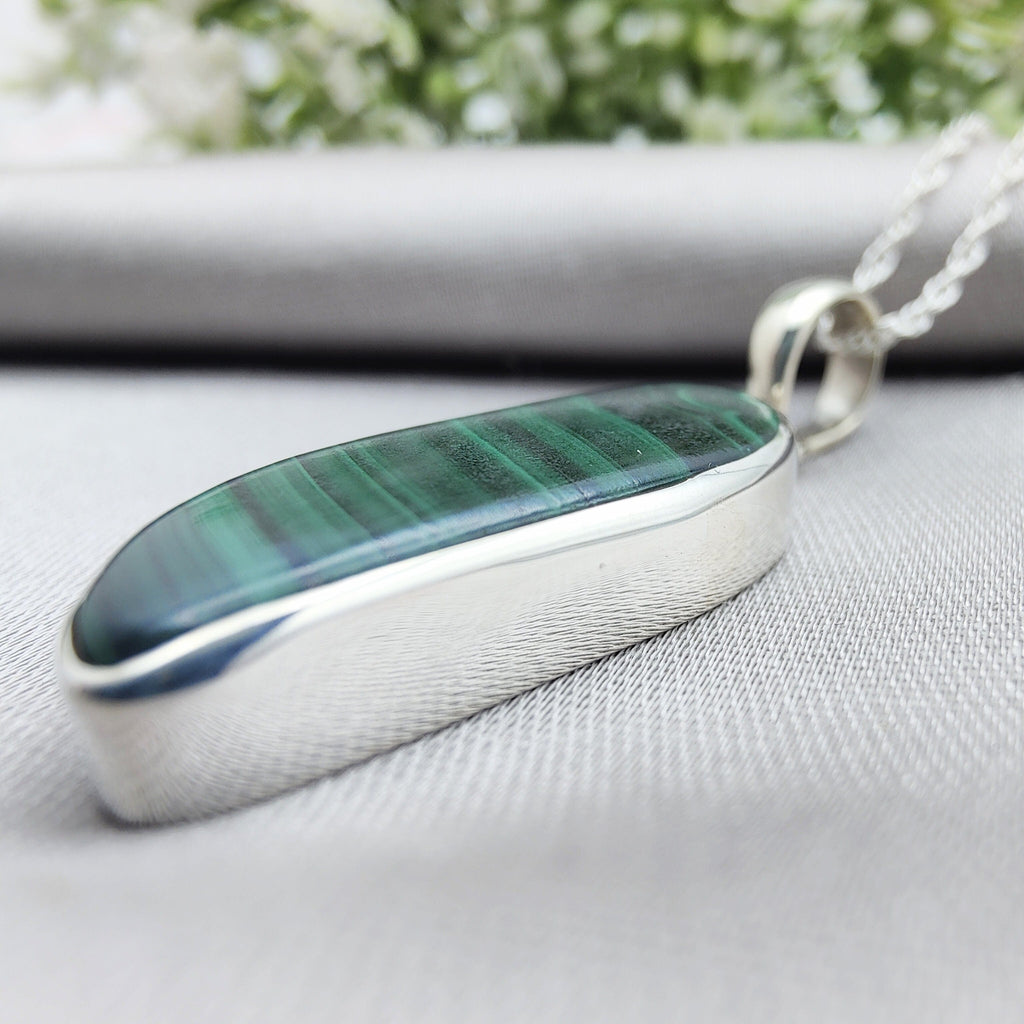 Hepburn and Hughes Malachite Pendant | Abstract | 13th Wedding anniversary | Sterling Silver