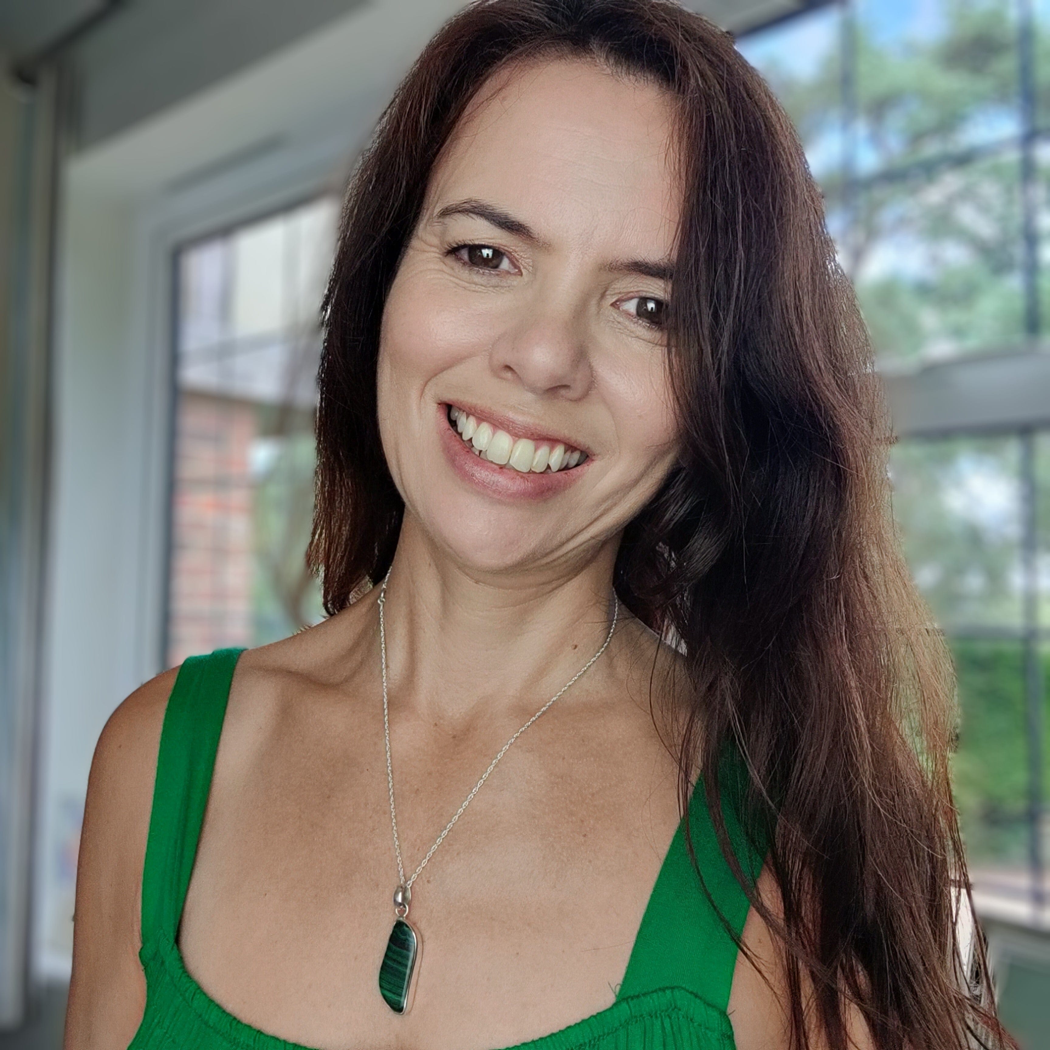 Hepburn and Hughes Malachite Pendant | Abstract | 13th Wedding anniversary | Sterling Silver