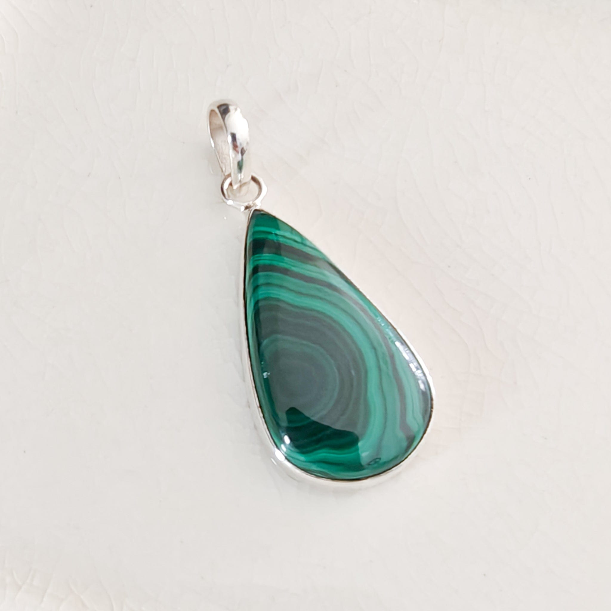 Hepburn and Hughes Malachite Sterling Silver Pendant | Green Gemstone | 13th anniversary gift