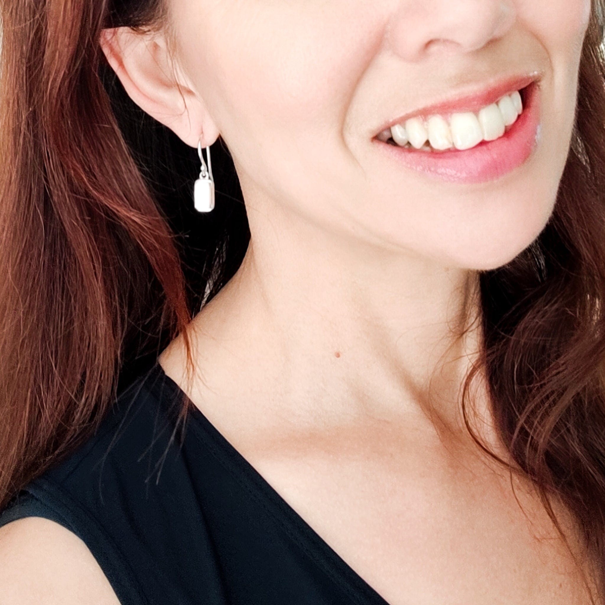 Hepburn and Hughes Meteorite Earrings | 10mm Rectangular drop | Space Gift | Sterling Silver