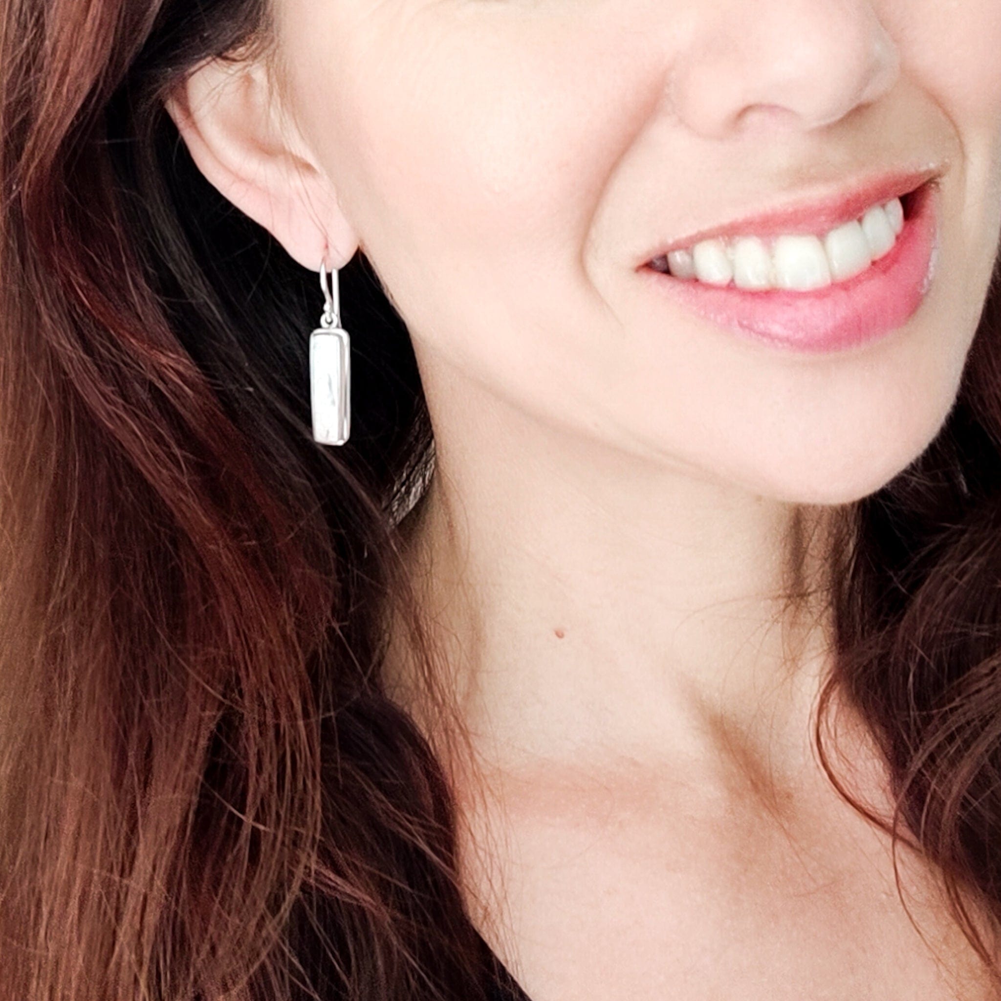 Hepburn and Hughes Meteorite Earrings | Long Rectangular | Astronomy Gift | Sterling Silver