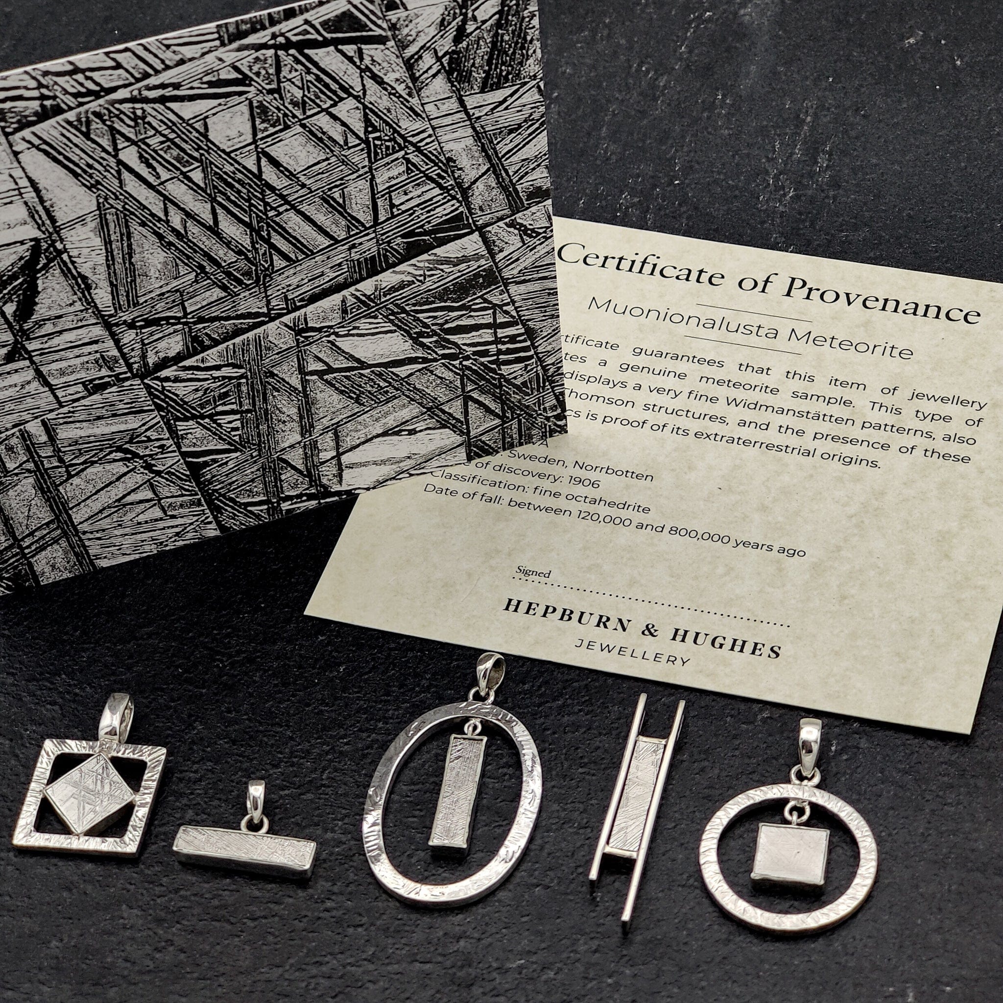 Hepburn and Hughes Meteorite Pendant | Astronomy Gift | Circular Hoop | Sterling Silver