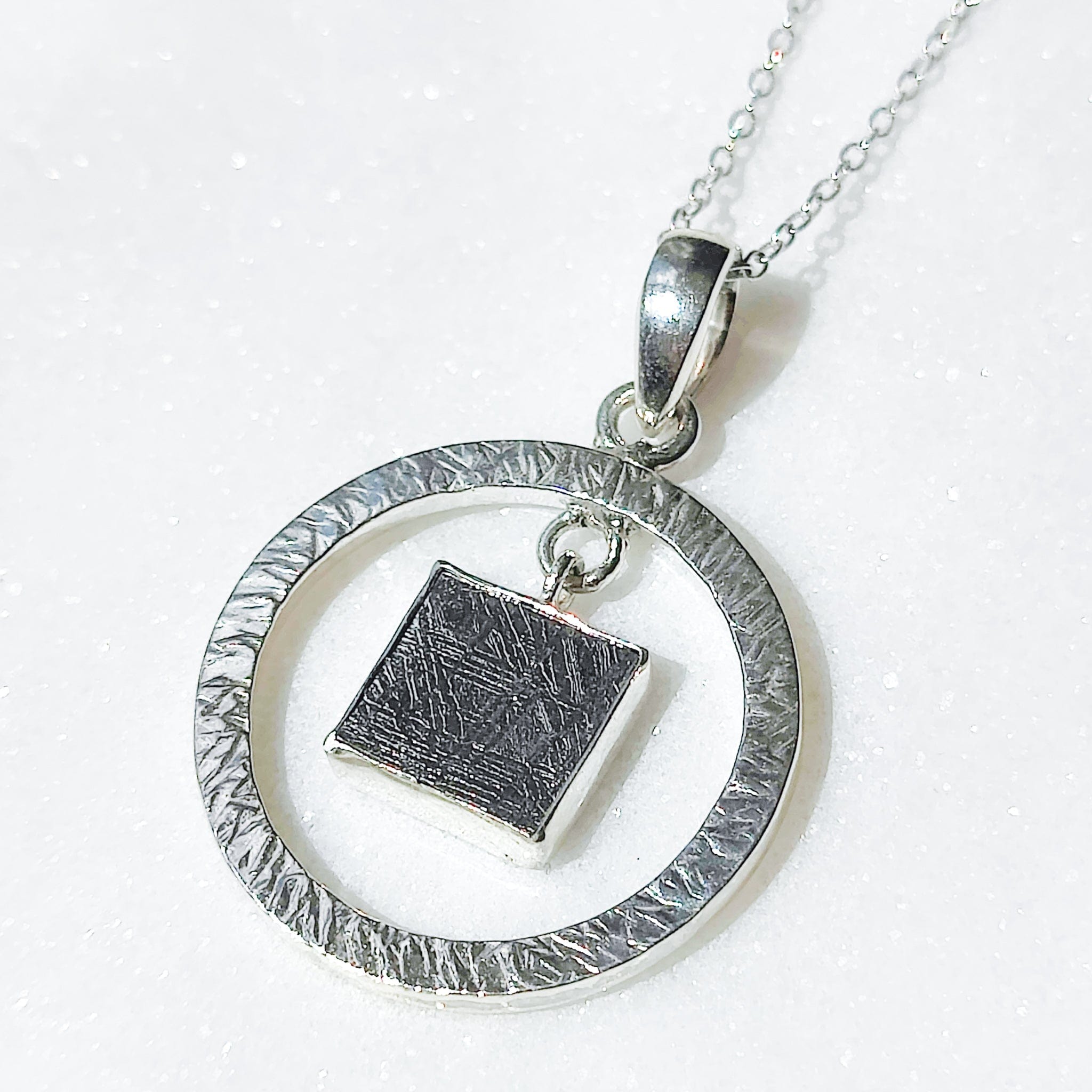 Hepburn and Hughes Meteorite Pendant | Astronomy Gift | Circular Hoop | Sterling Silver