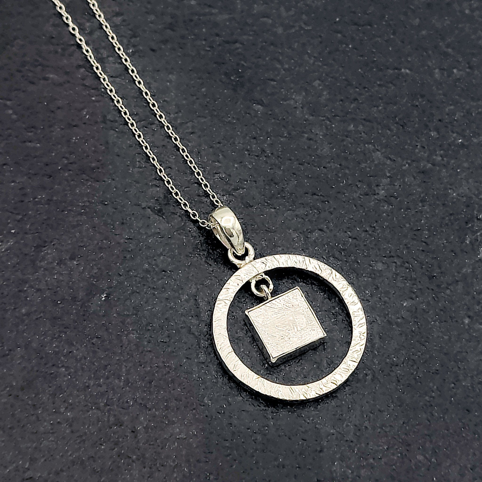 Hepburn and Hughes Meteorite Pendant | Astronomy Gift | Circular Hoop | Sterling Silver