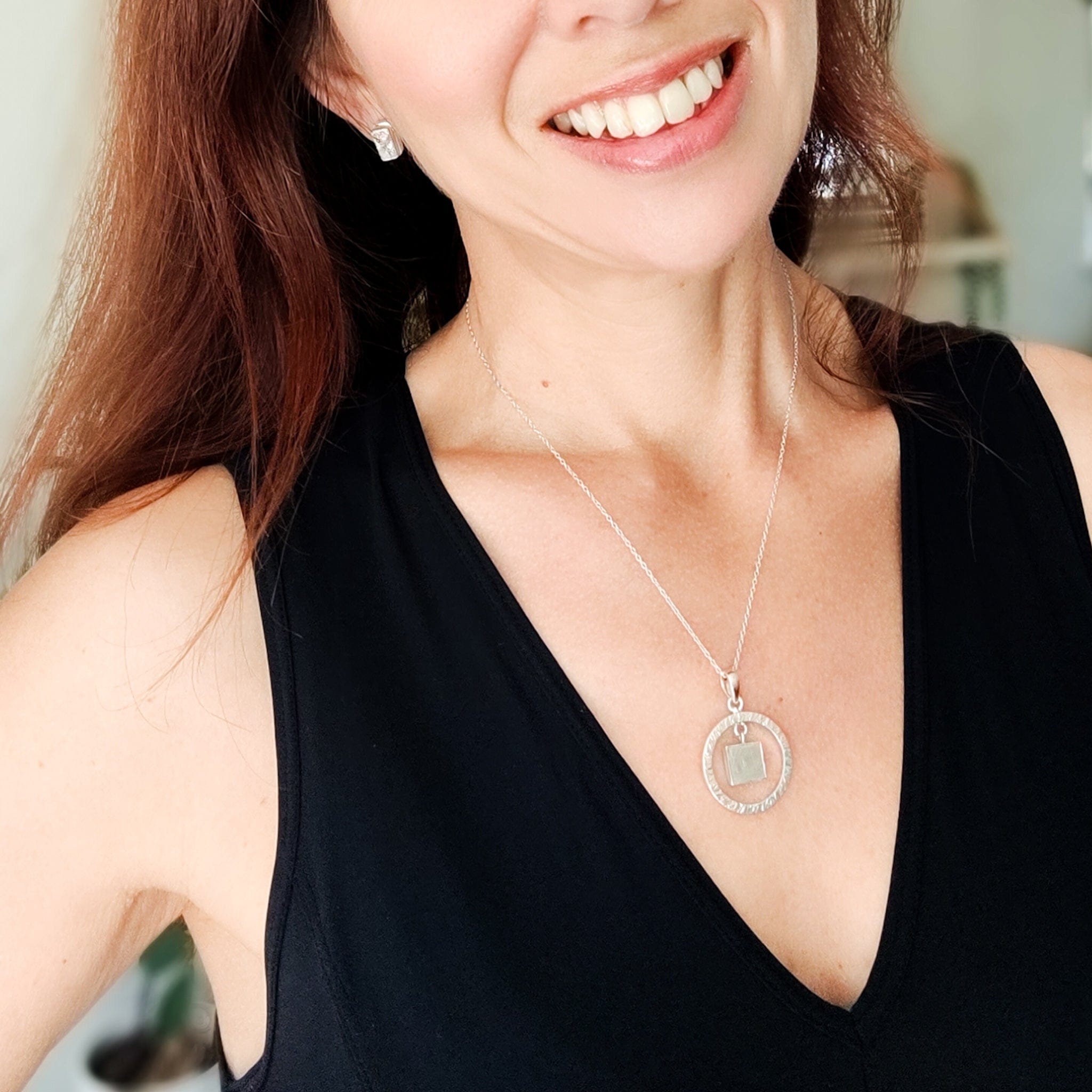 Hepburn and Hughes Meteorite Pendant | Astronomy Gift | Circular Hoop | Sterling Silver