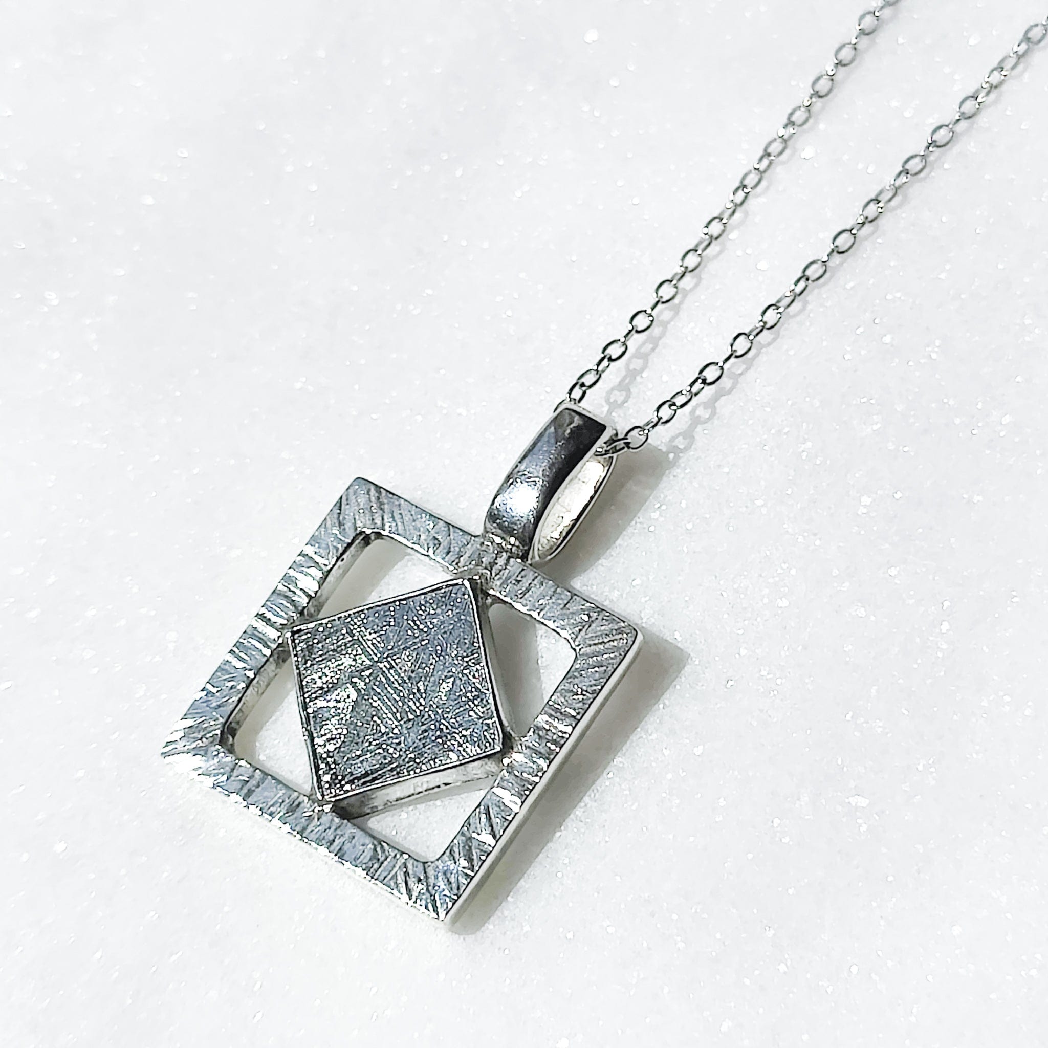 Hepburn and Hughes Meteorite Pendant | Astronomy Gift | Hanging Diamond | Sterling Silver