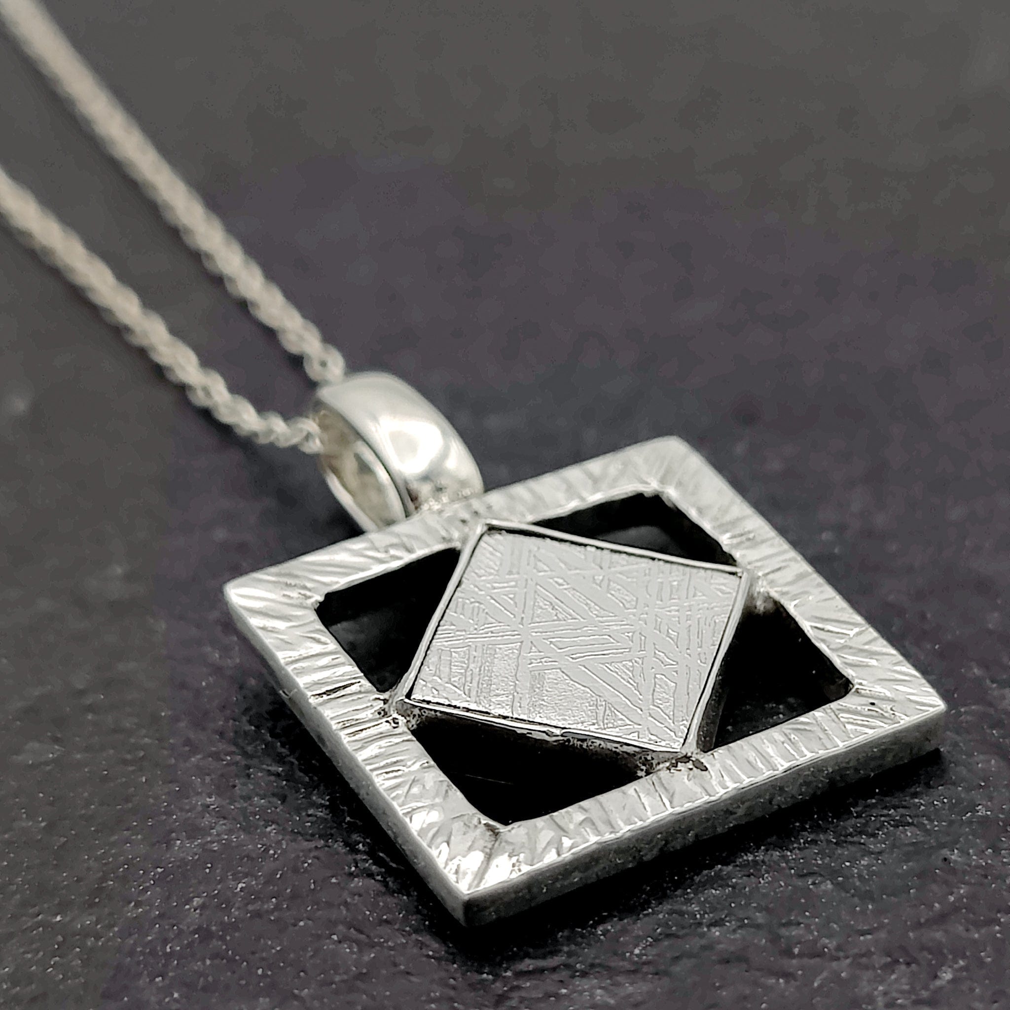 Hepburn and Hughes Meteorite Pendant | Astronomy Gift | Hanging Diamond | Sterling Silver