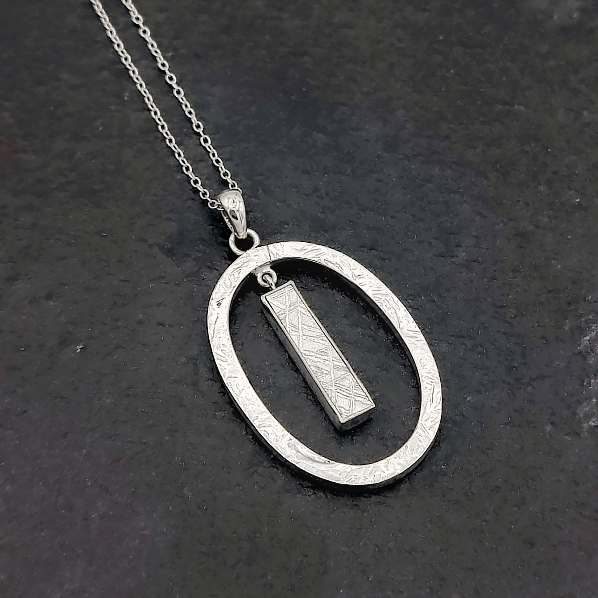 Hepburn and Hughes Meteorite Pendant | Astronomy Gift | Oval Hoop | Sterling Silver