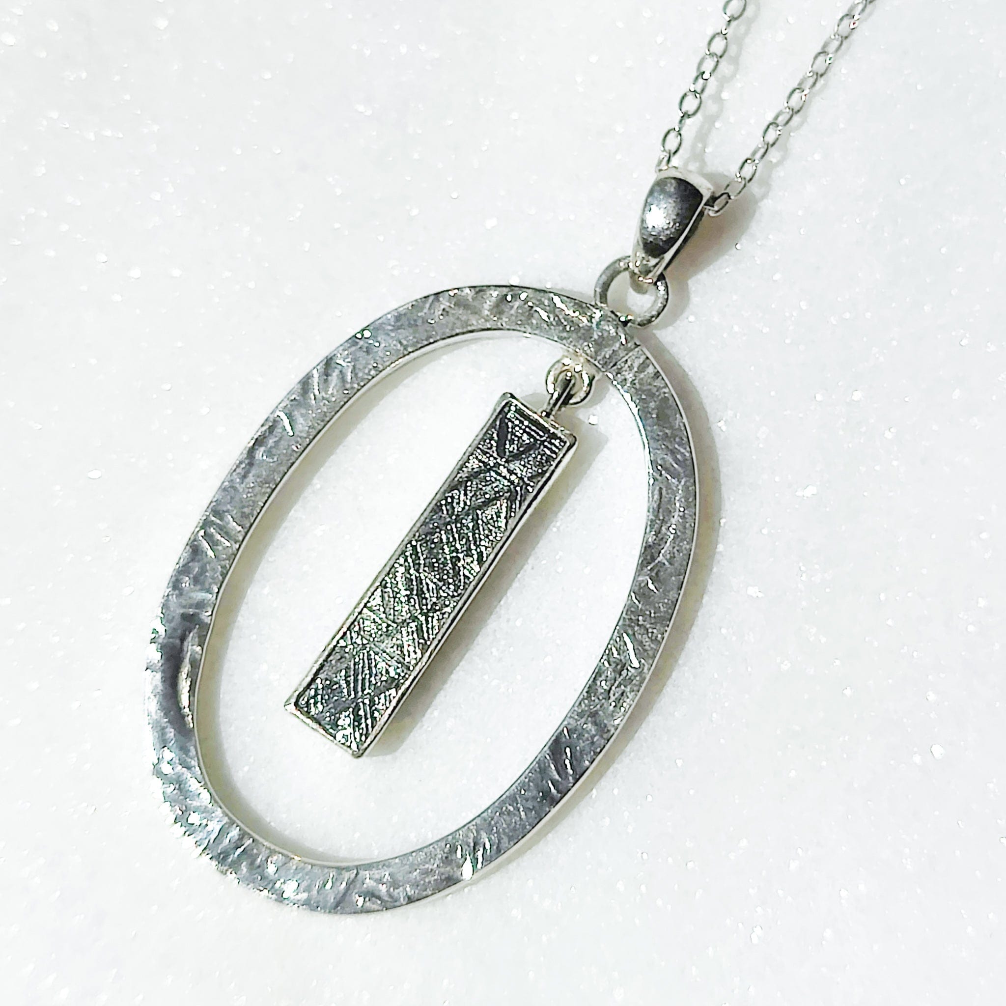 Hepburn and Hughes Meteorite Pendant | Astronomy Gift | Oval Hoop | Sterling Silver