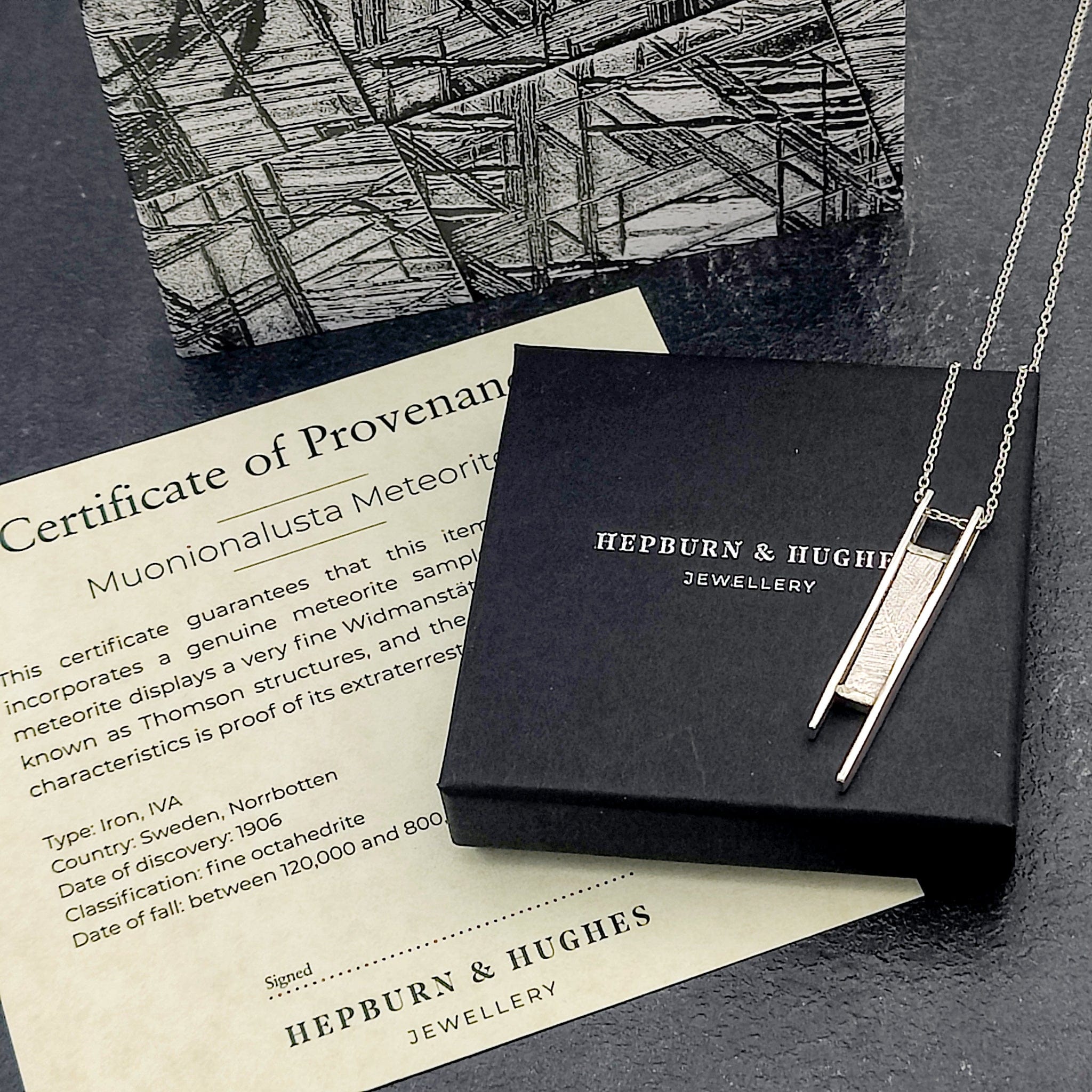 Hepburn and Hughes Meteorite Pendant | Space Gift | Double Bar | Sterling Silver