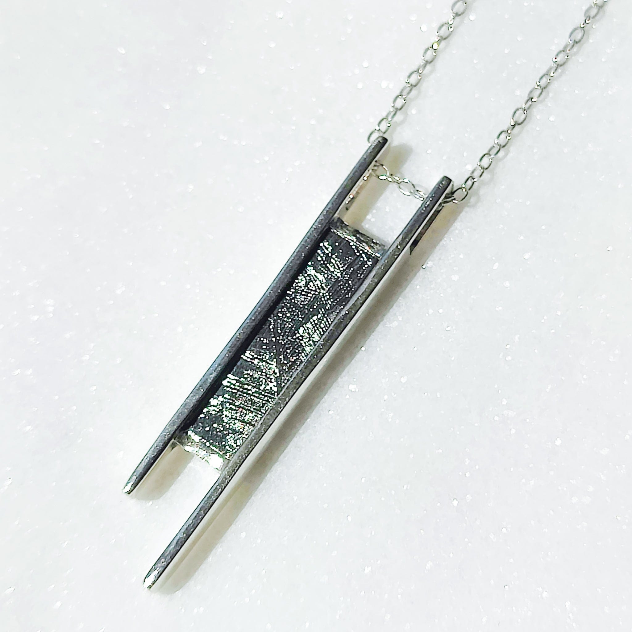 Hepburn and Hughes Meteorite Pendant | Space Gift | Double Bar | Sterling Silver