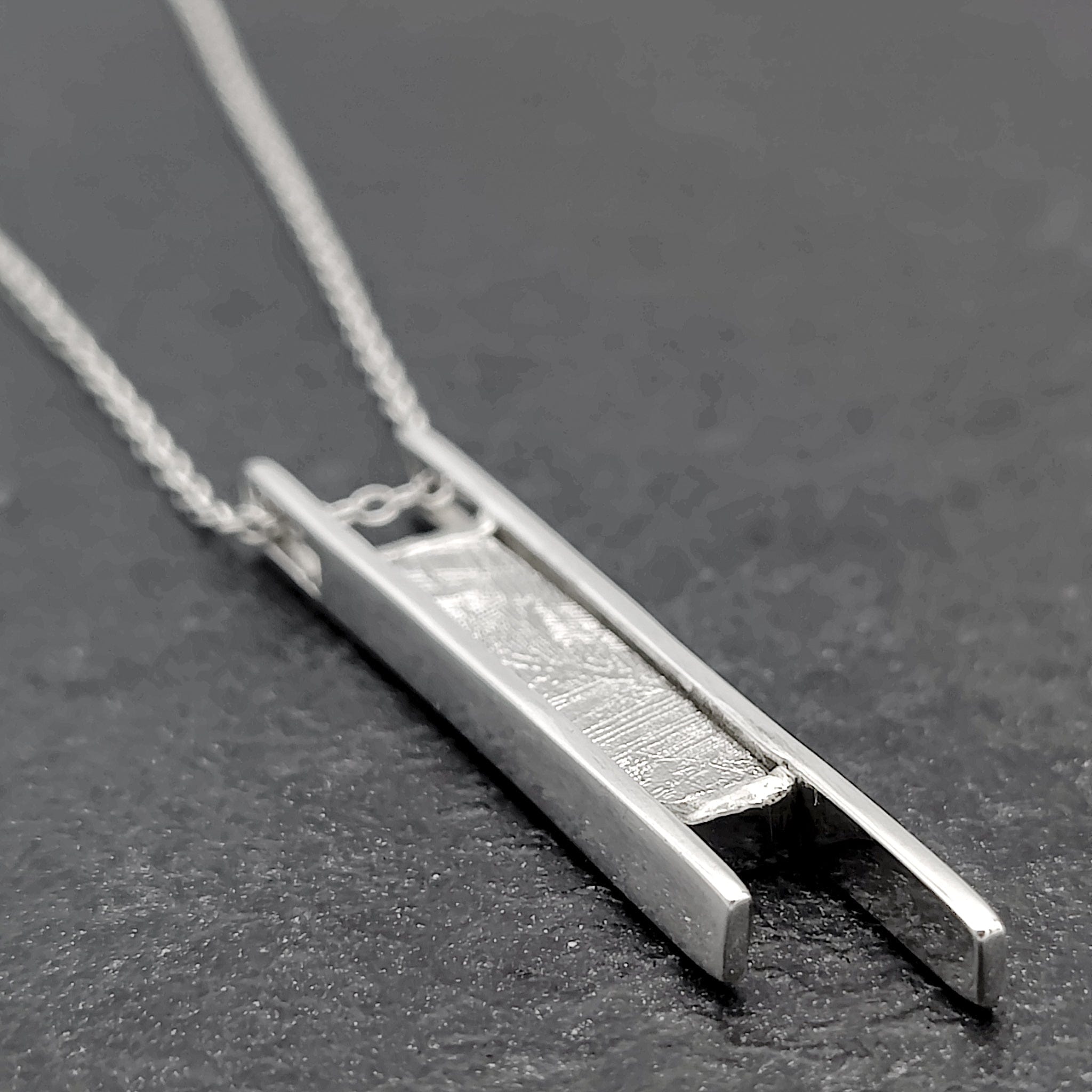 Hepburn and Hughes Meteorite Pendant | Space Gift | Double Bar | Sterling Silver