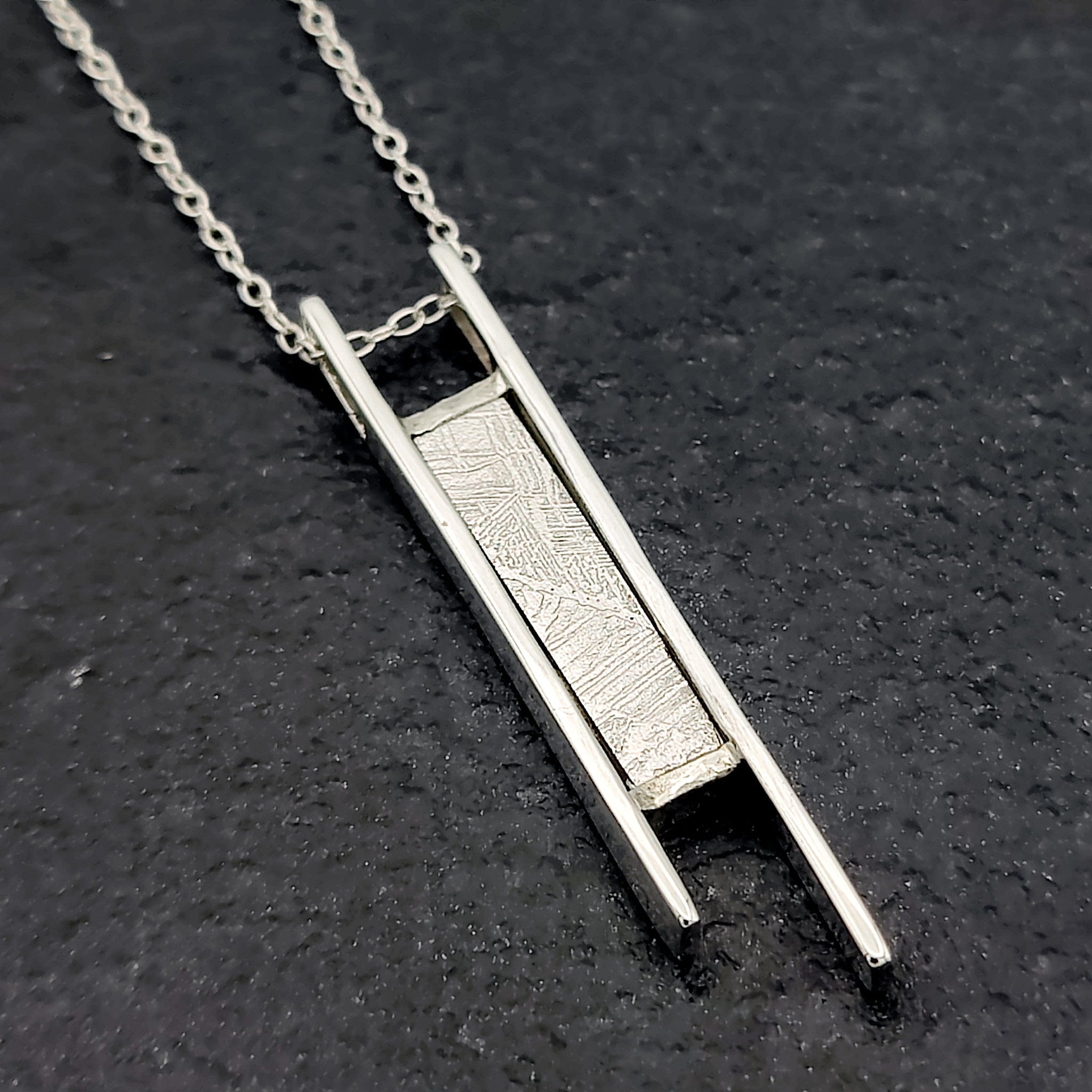 Hepburn and Hughes Meteorite Pendant | Space Gift | Double Bar | Sterling Silver