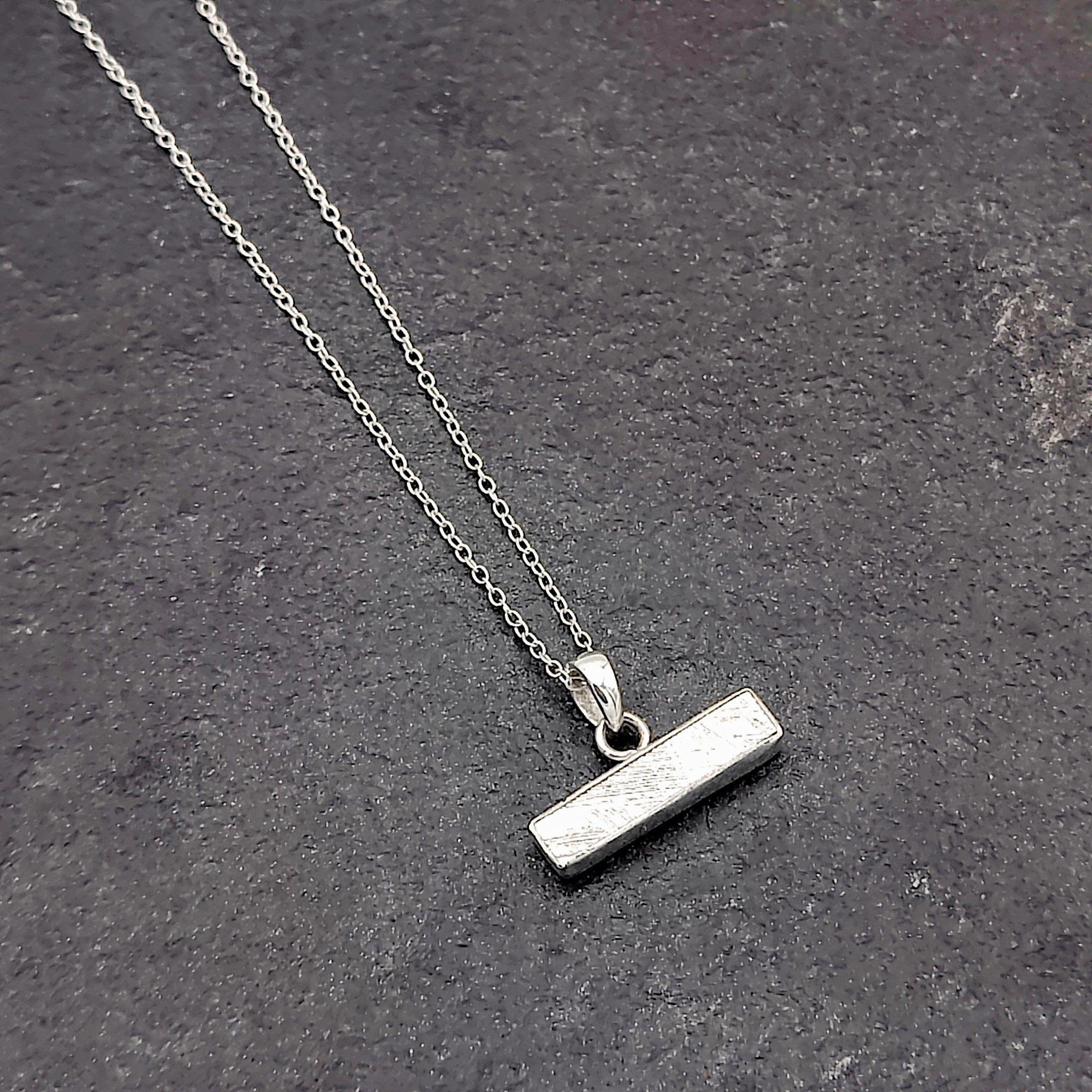 Hepburn and Hughes Meteorite Pendant | Space Gift | Horizontal bar | Sterling Silver