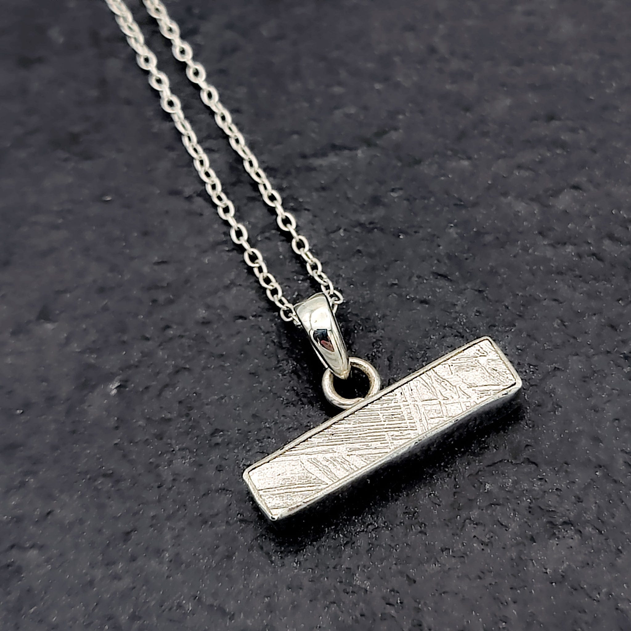 Hepburn and Hughes Meteorite Pendant | Space Gift | Horizontal bar | Sterling Silver