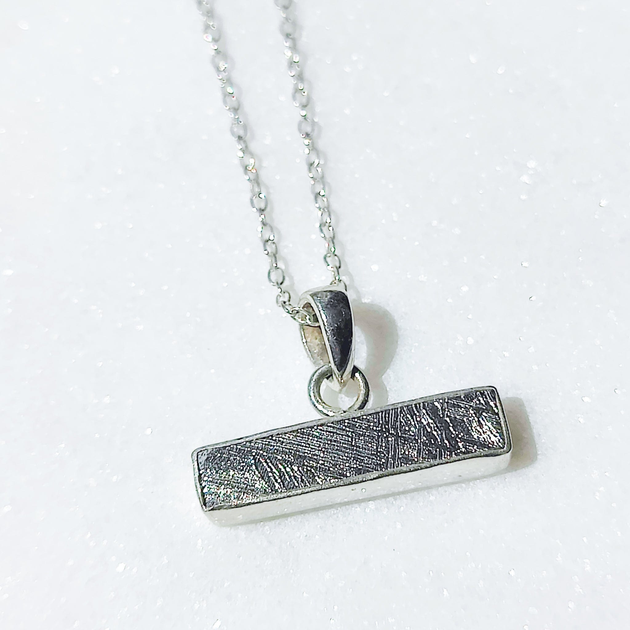 Hepburn and Hughes Meteorite Pendant | Space Gift | Horizontal bar | Sterling Silver