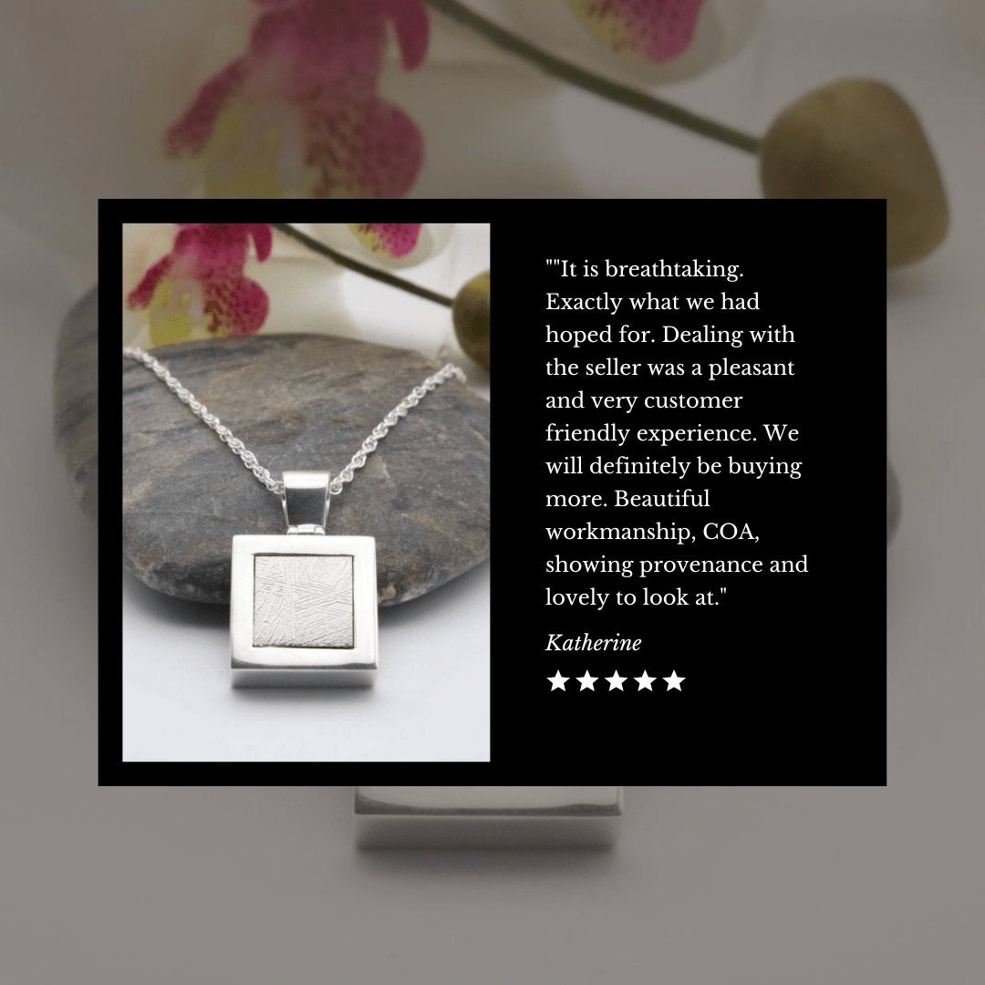 Hepburn and Hughes Meteorite Pendant | Square in Sterling Silver