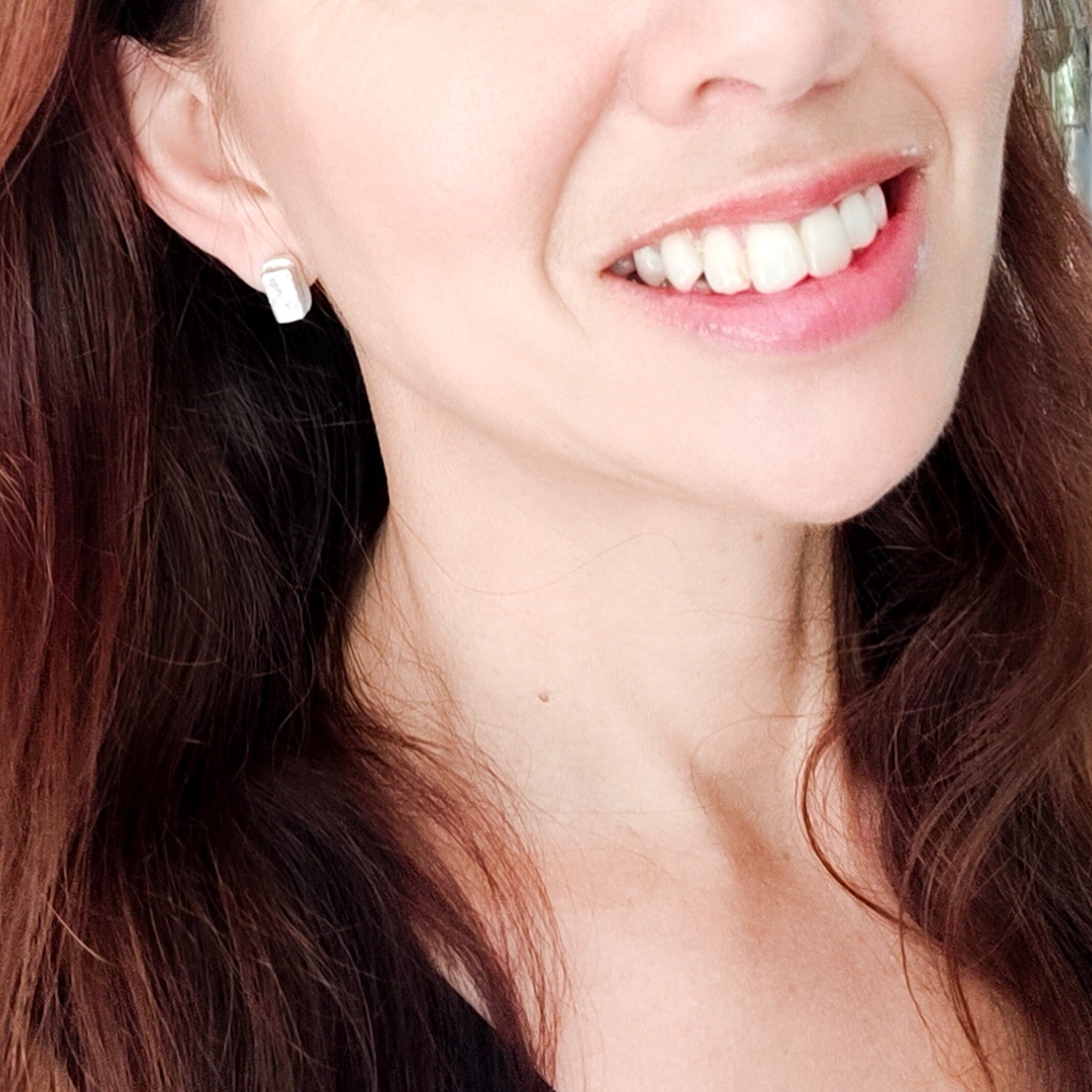 Hepburn and Hughes Meteorite Stud Earrings | Rectangular | Astrology Gift | Sterling Silver