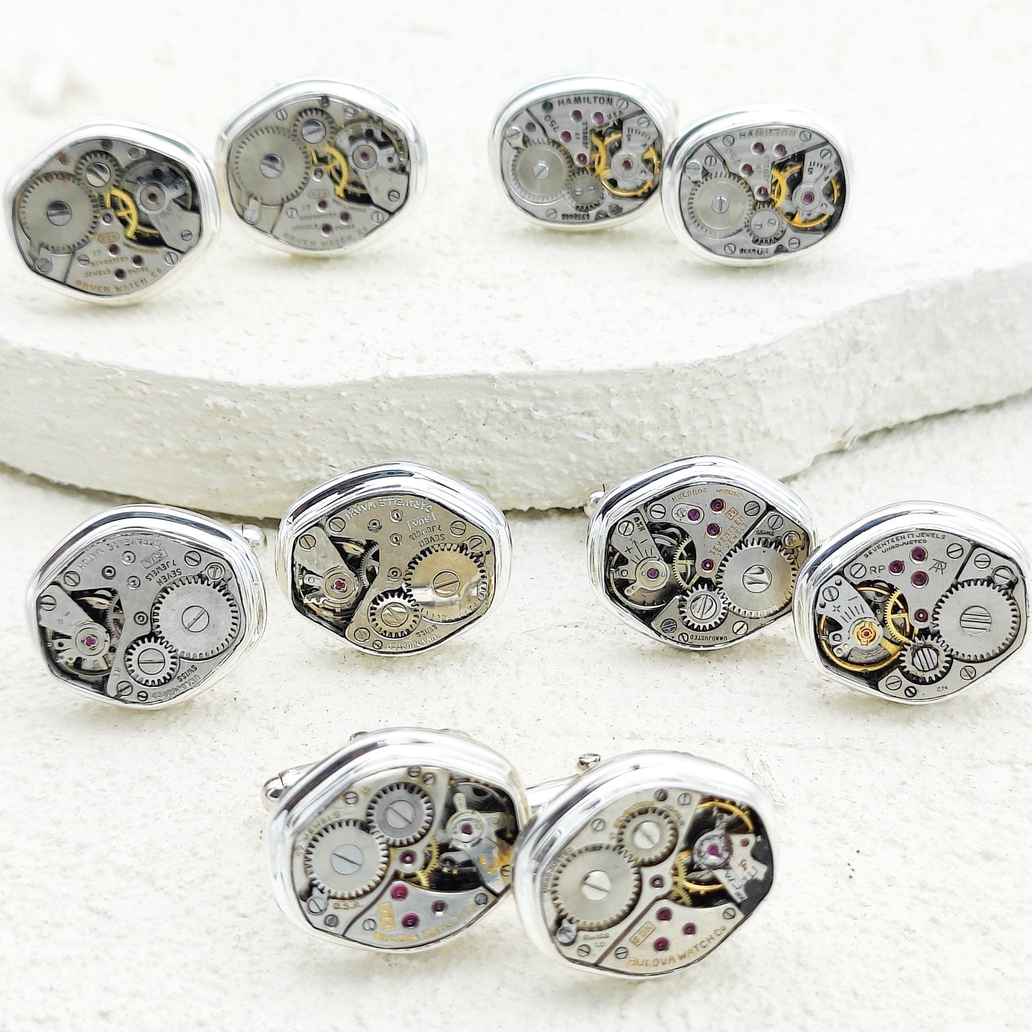 Hepburn and Hughes Mid-Century Watch Movement Cufflinks | Sterling Silver