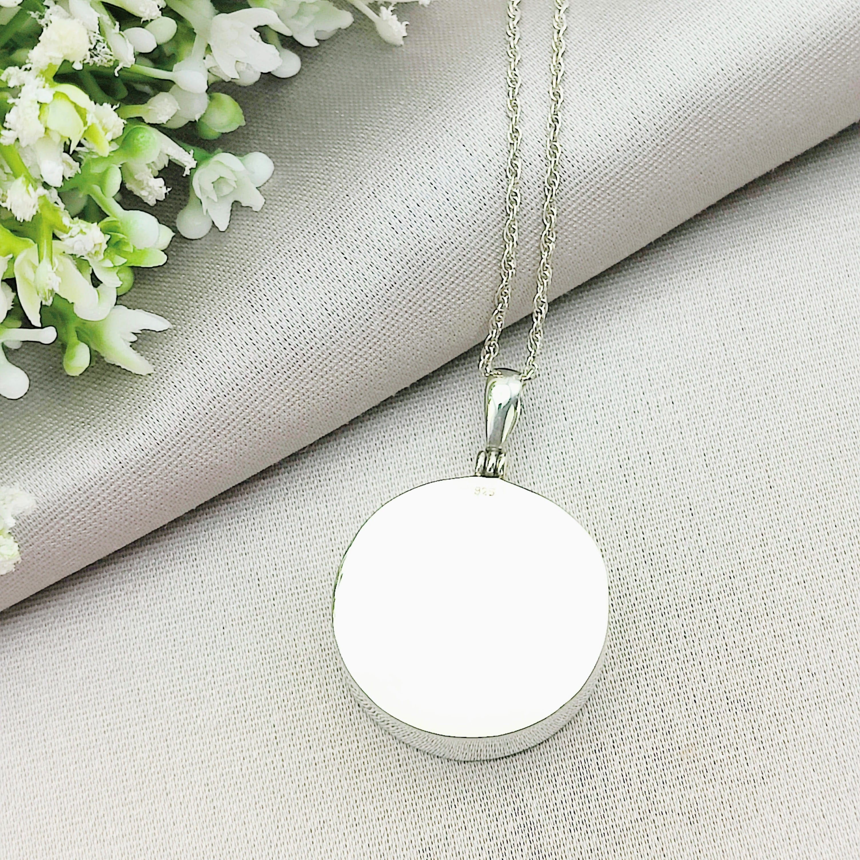 Hepburn and Hughes Minton Pottery Ceramic Pendant | Upcycled Blue Willow | 27mm Circle | Sterling Silver